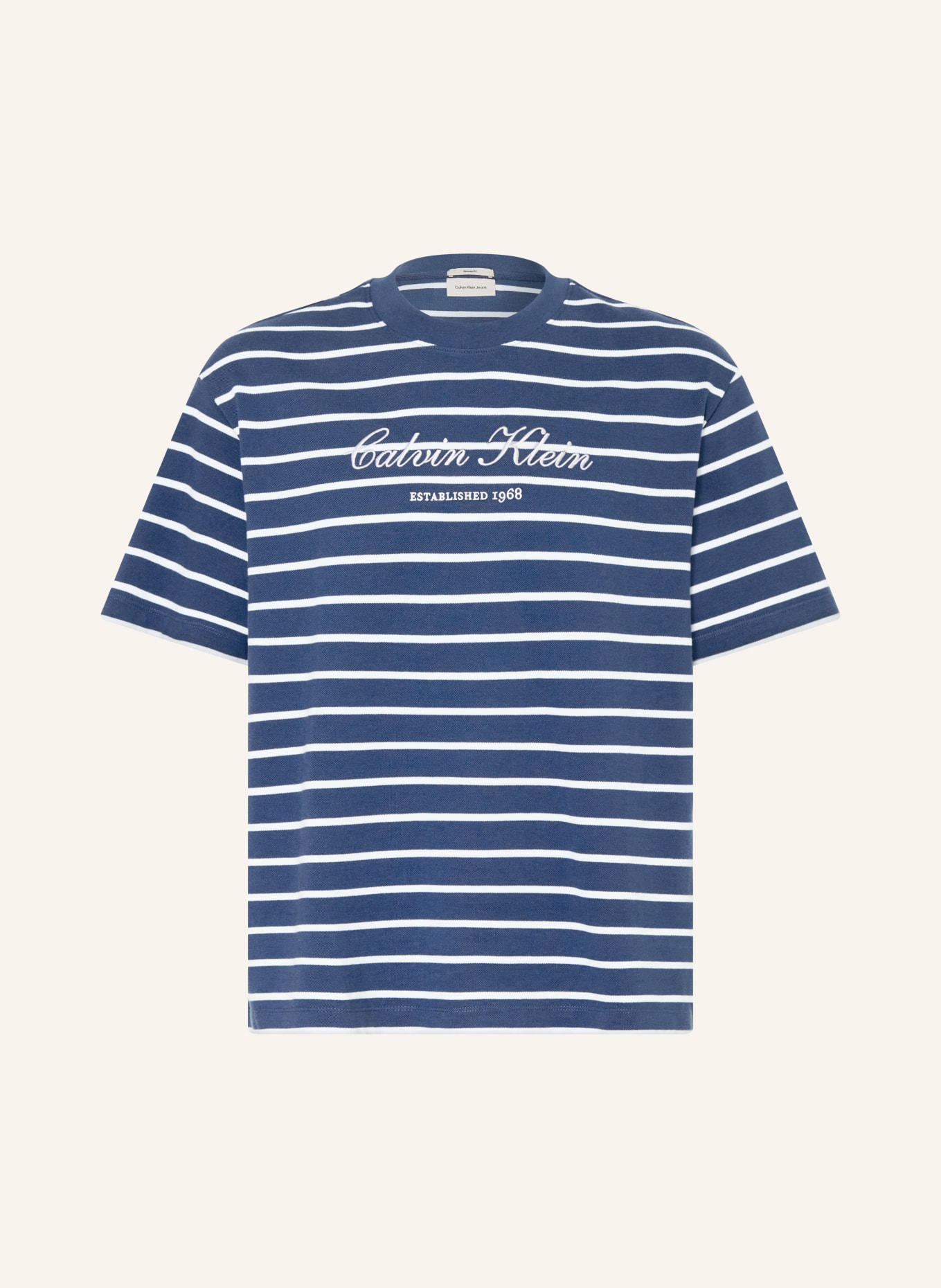 Calvin Klein Jeans tričko: TMAVĚ MODRÁ / BÍLÁ