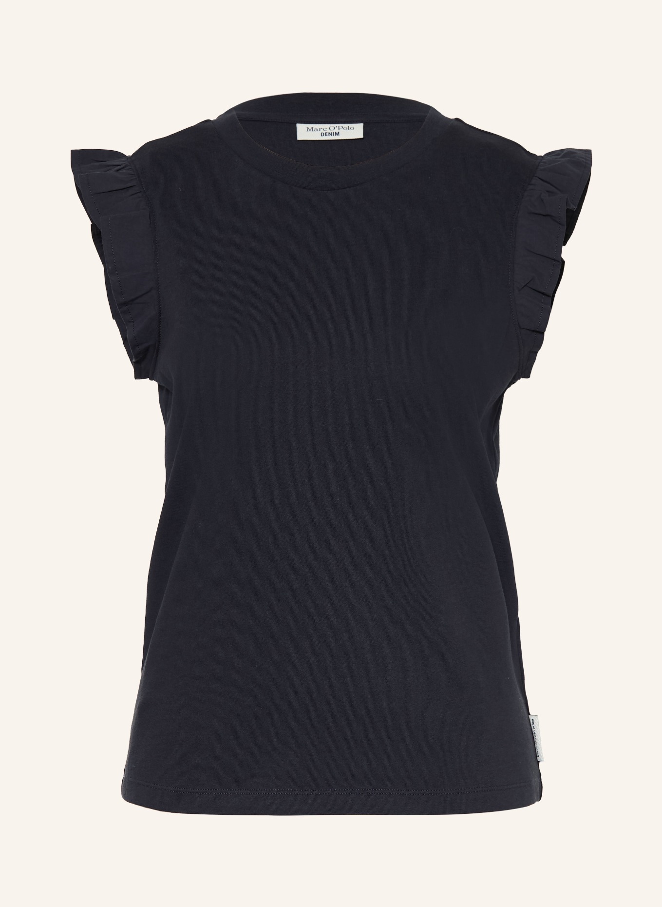 Marc O'Polo DENIM Top s volánky: TMAVĚ MODRÁ