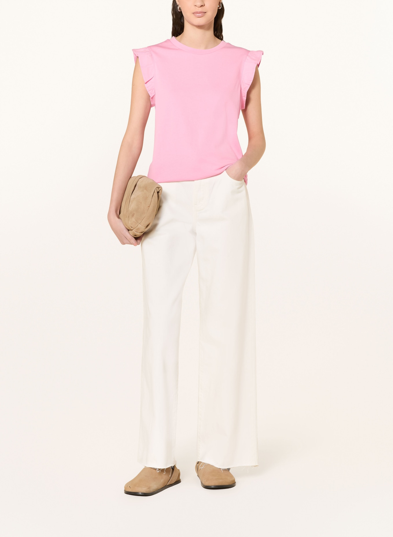 Marc O'Polo DENIM Top mit Rüschen: ROSA