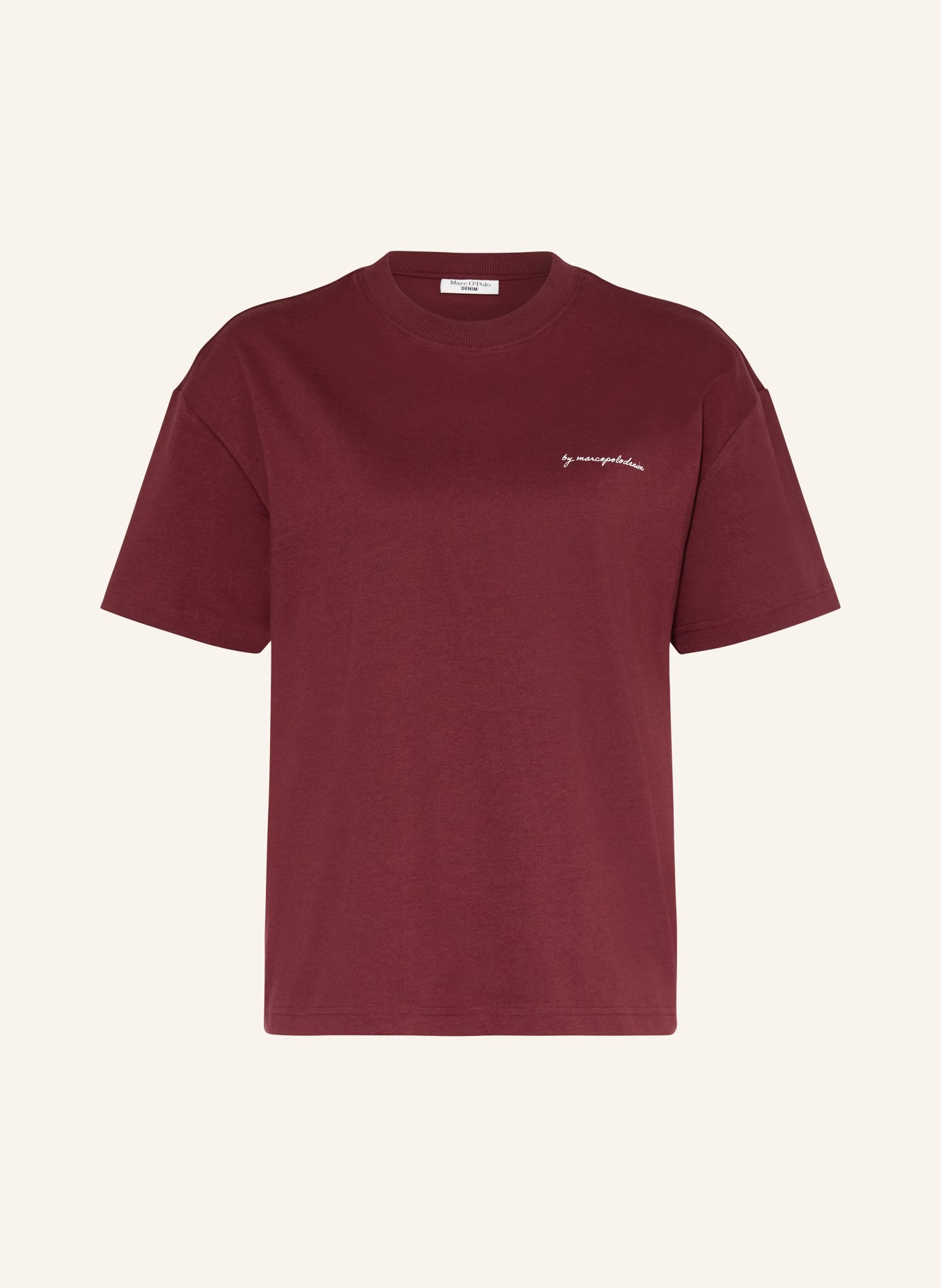 Marc O'Polo DENIM tričko: TMAVĚ ČERVENÁ / BÍLÁ