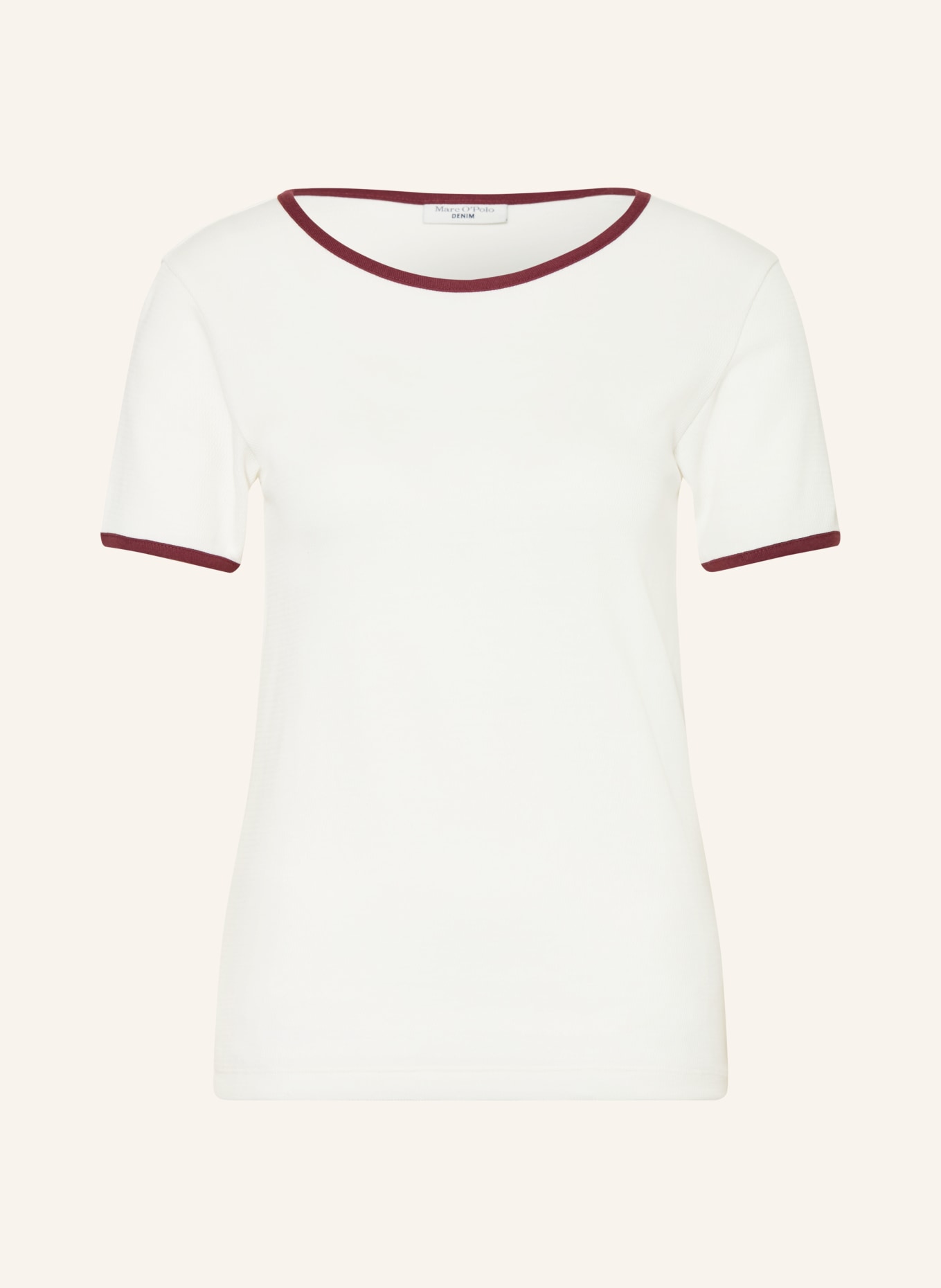 Marc O'Polo DENIM T-Shirt: ECRU / DUNKELROT