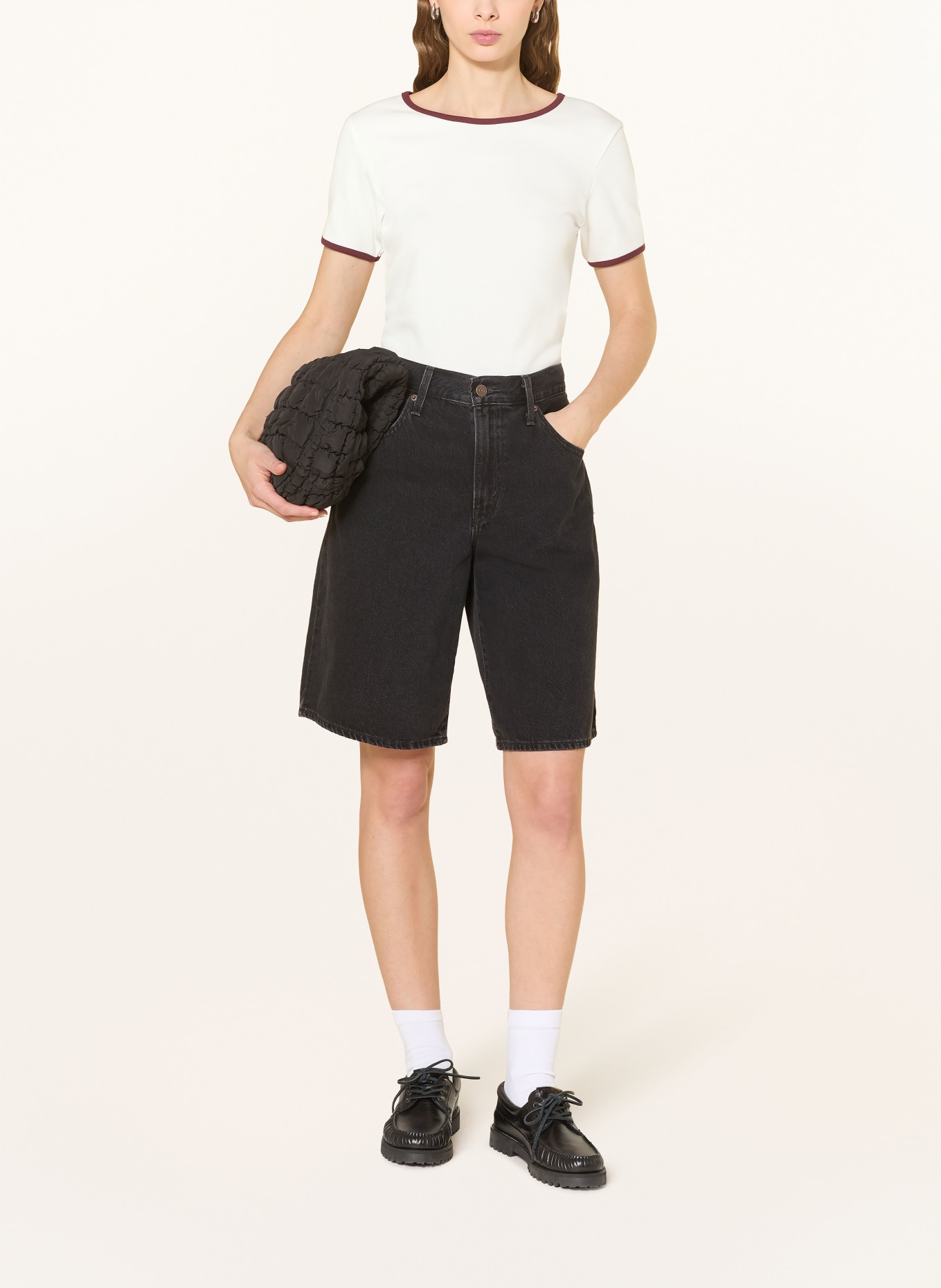 Marc O'Polo DENIM T-Shirt: ECRU / DUNKELROT