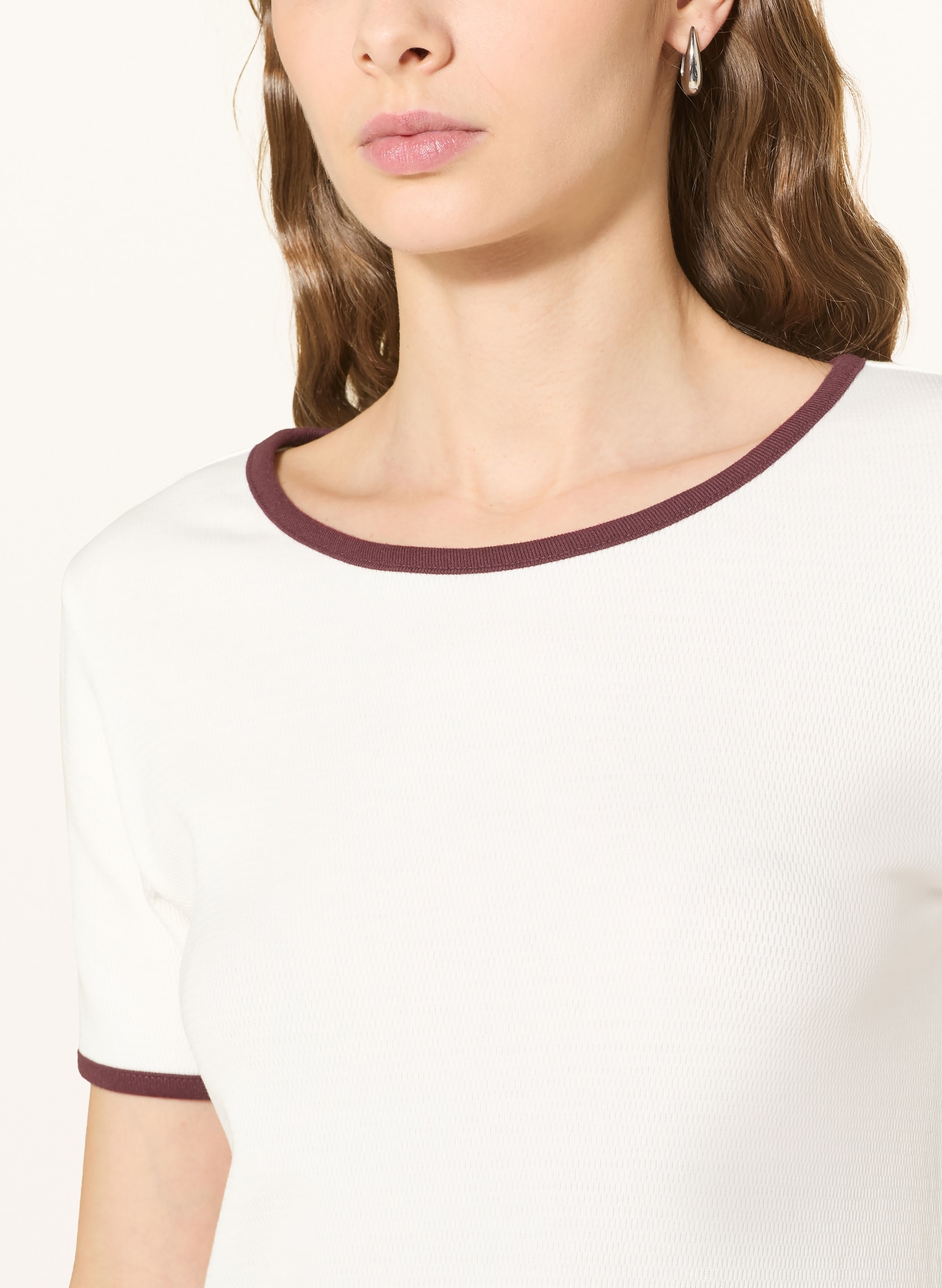 Marc O'Polo DENIM T-Shirt: ECRU / DUNKELROT