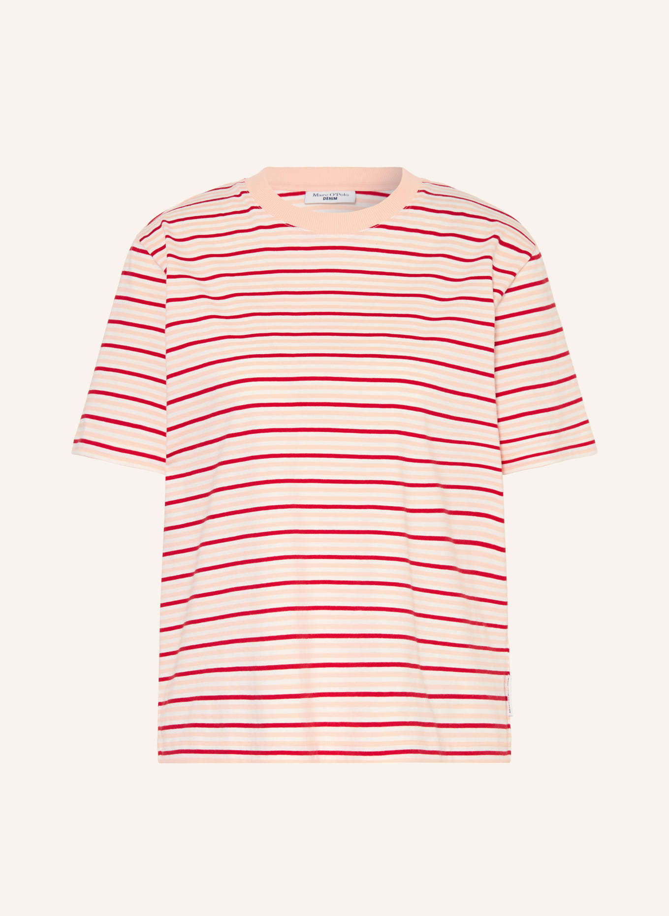 Marc O'Polo DENIM tričko: KRÉMOVÁ / ČERVENÁ / TMAVĚ ORANŽOVÁ