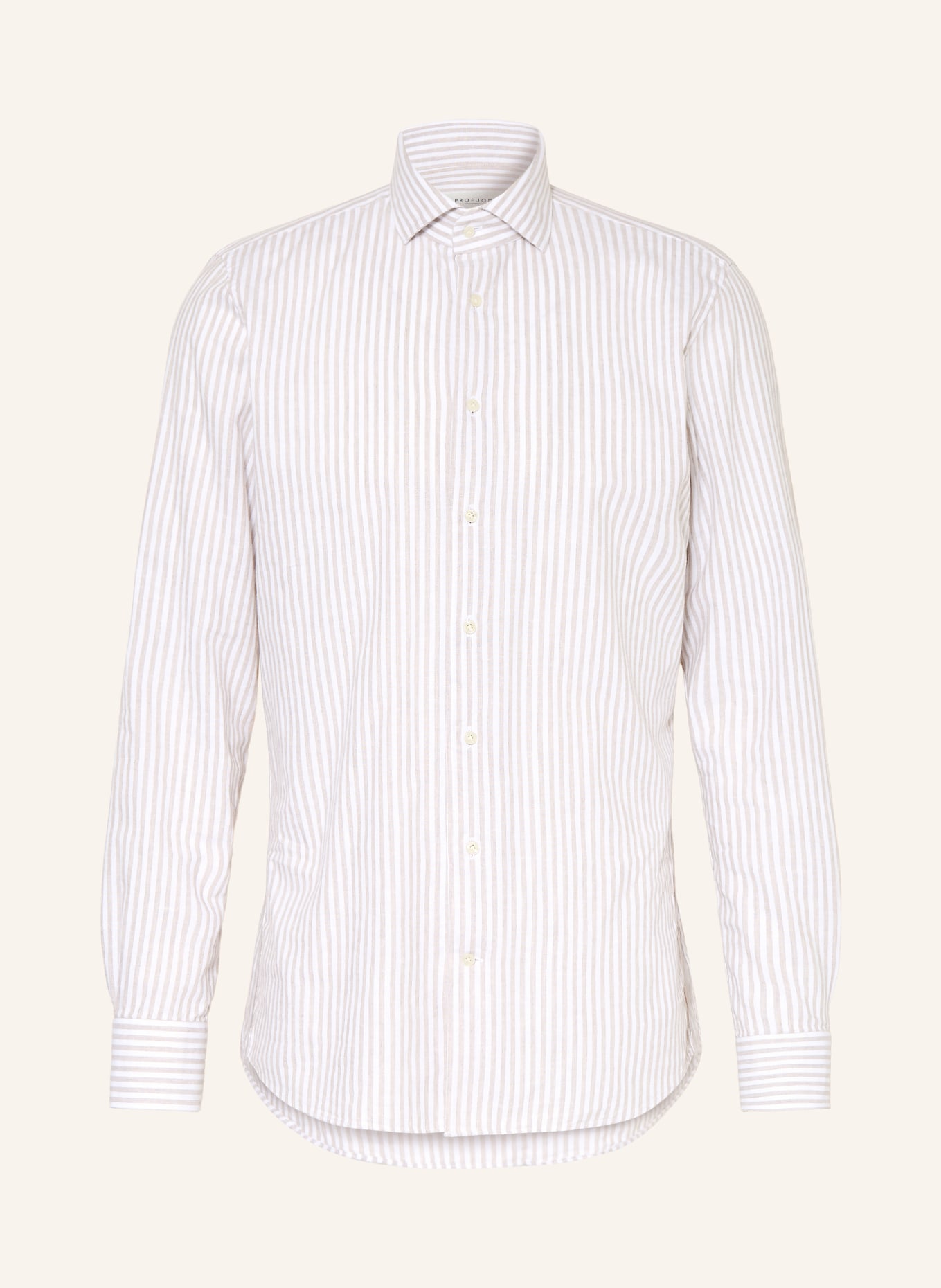 PROFUOMO Košile Slim Fit: BÉŽOVÁ / BÍLÁ