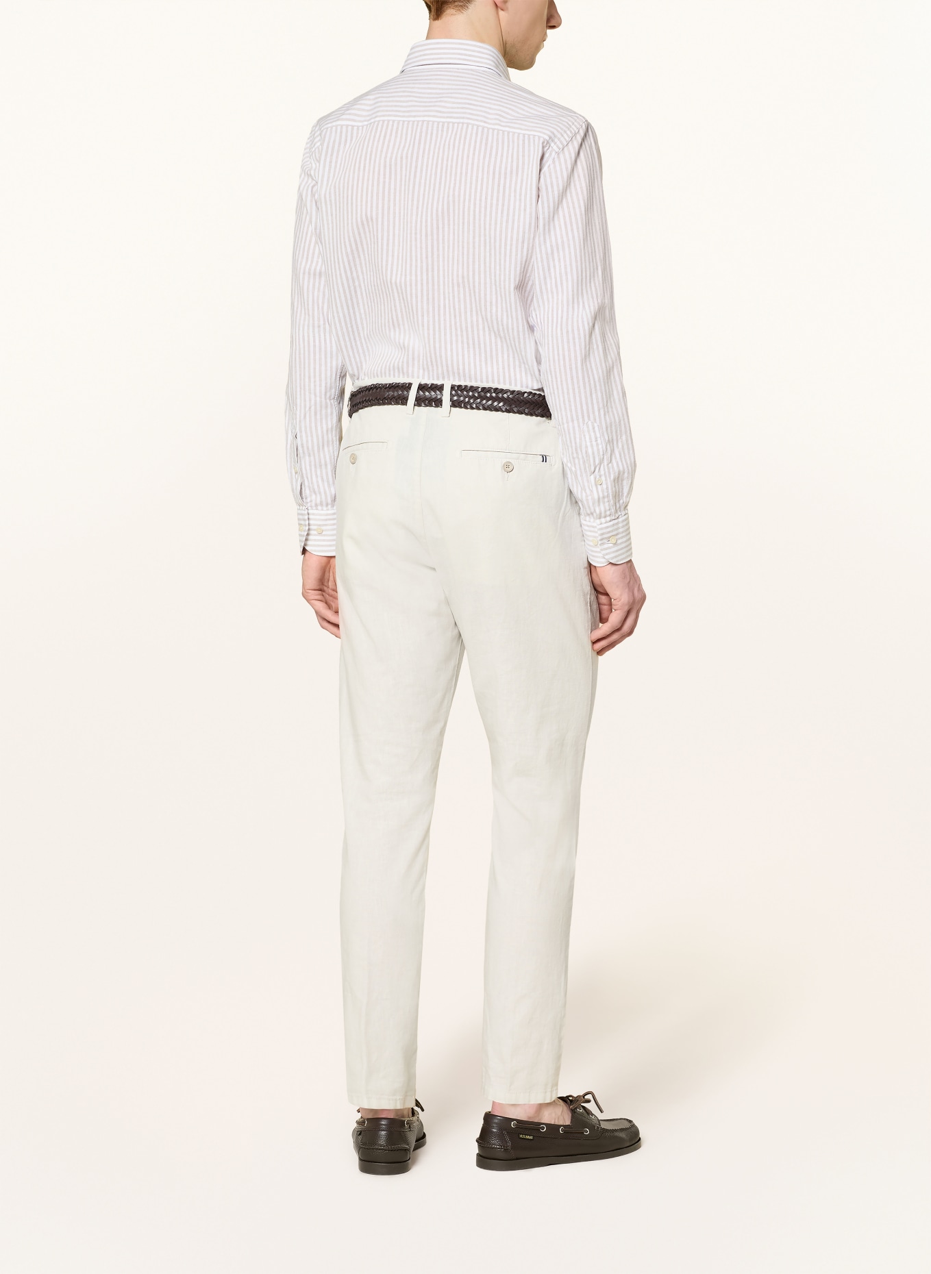 PROFUOMO Košile Slim Fit: BÉŽOVÁ / BÍLÁ