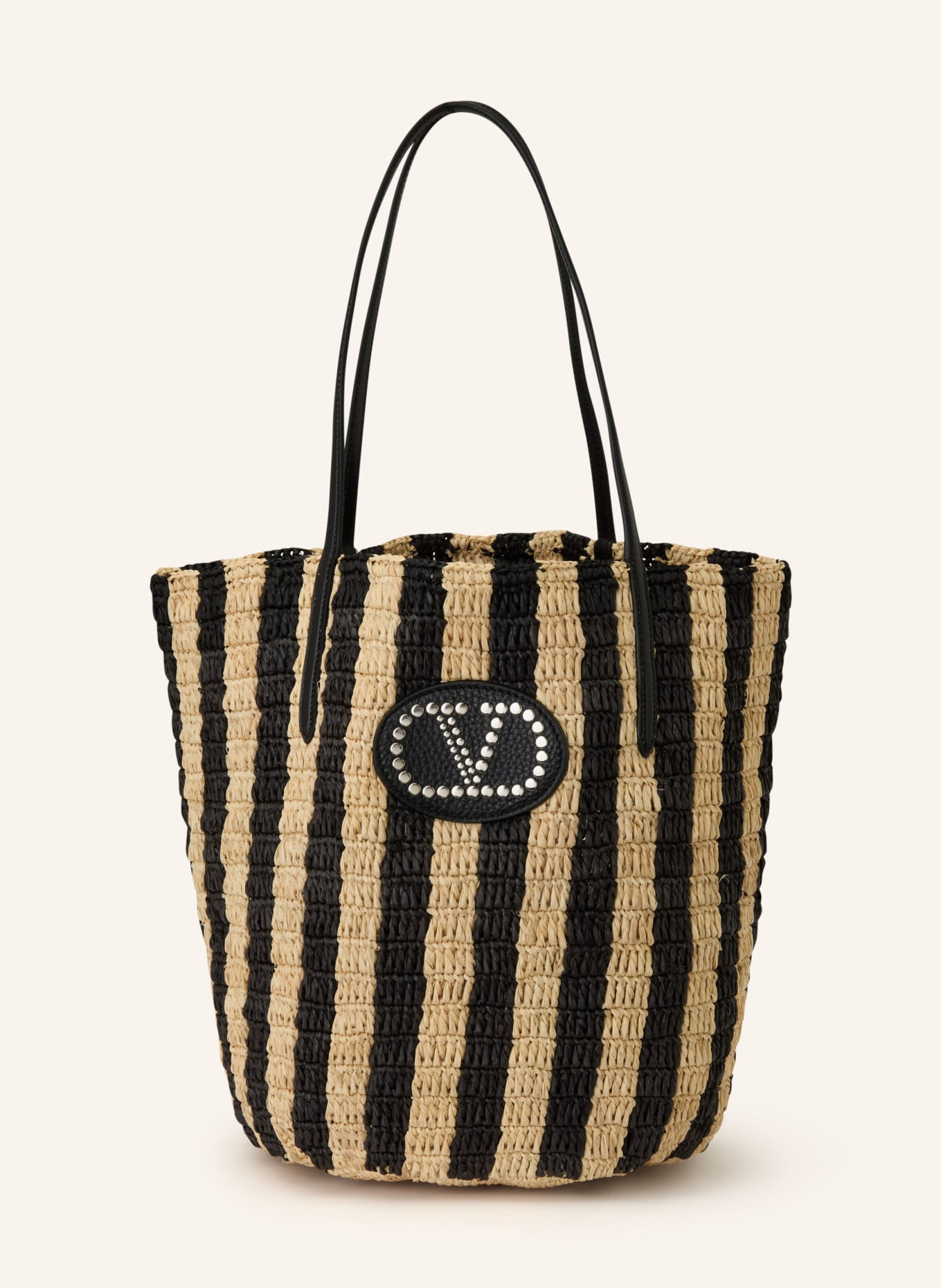 VALENTINO GARAVANI Shopper VLOGO SIGNATURE mit Pouch: SCHWARZ / SILBER / BEIGE