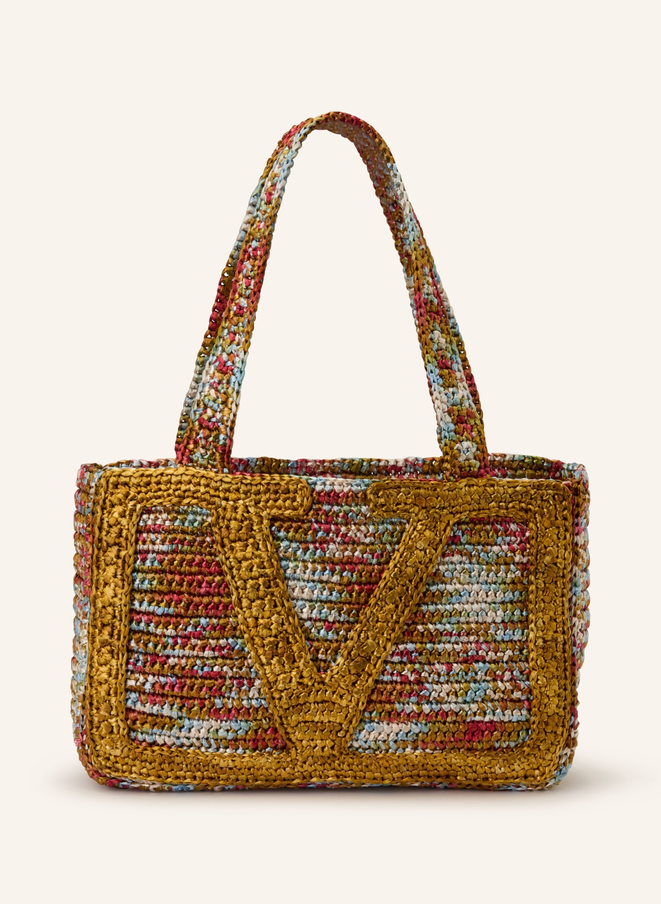 VALENTINO GARAVANI Shopper VIVA SUPERSTAR CROCHET MEDIUM: COGNAC / ROT / HELLBLAU