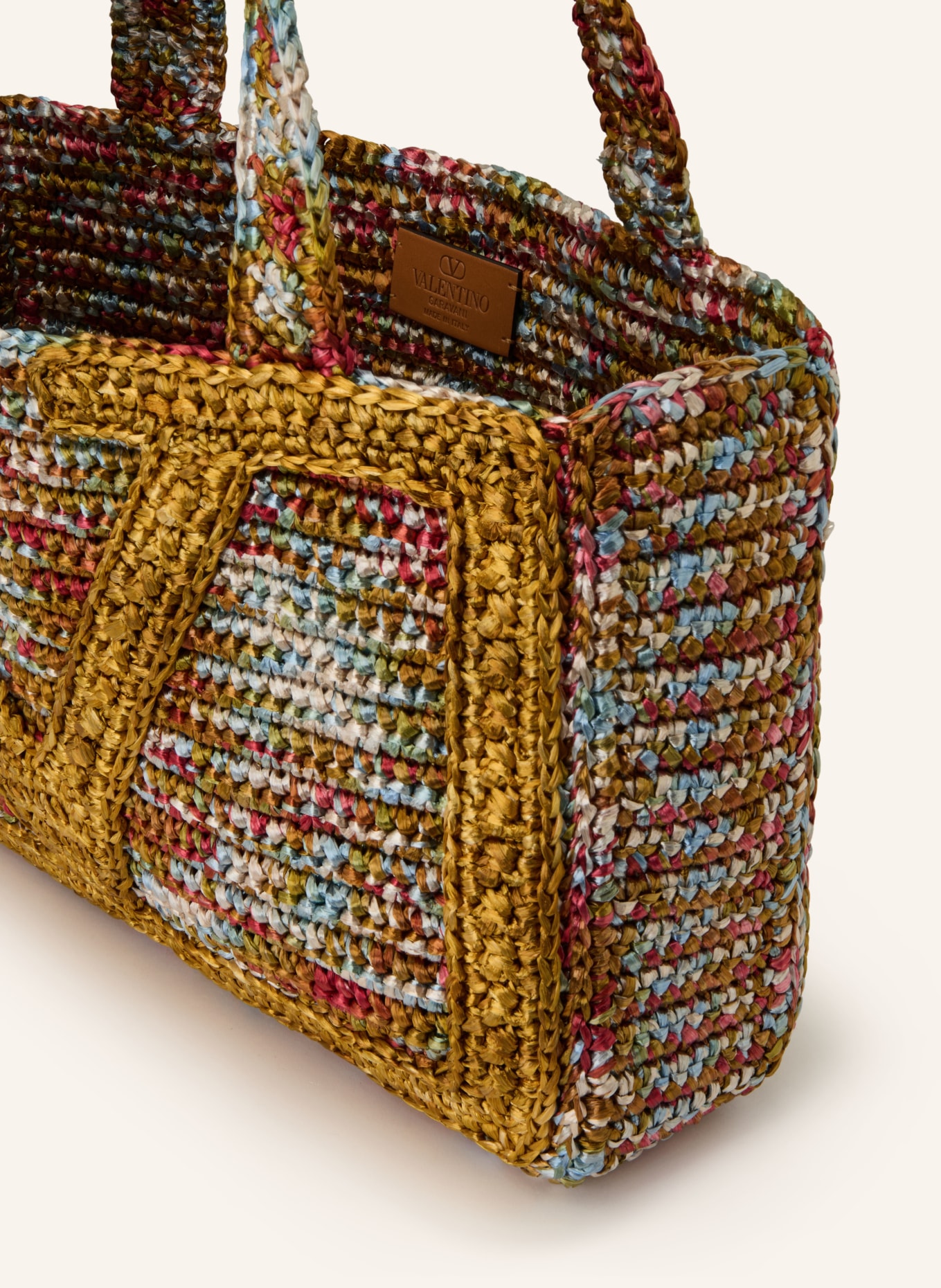 VALENTINO GARAVANI Shopper VIVA SUPERSTAR CROCHET MEDIUM: COGNAC / ROT / HELLBLAU
