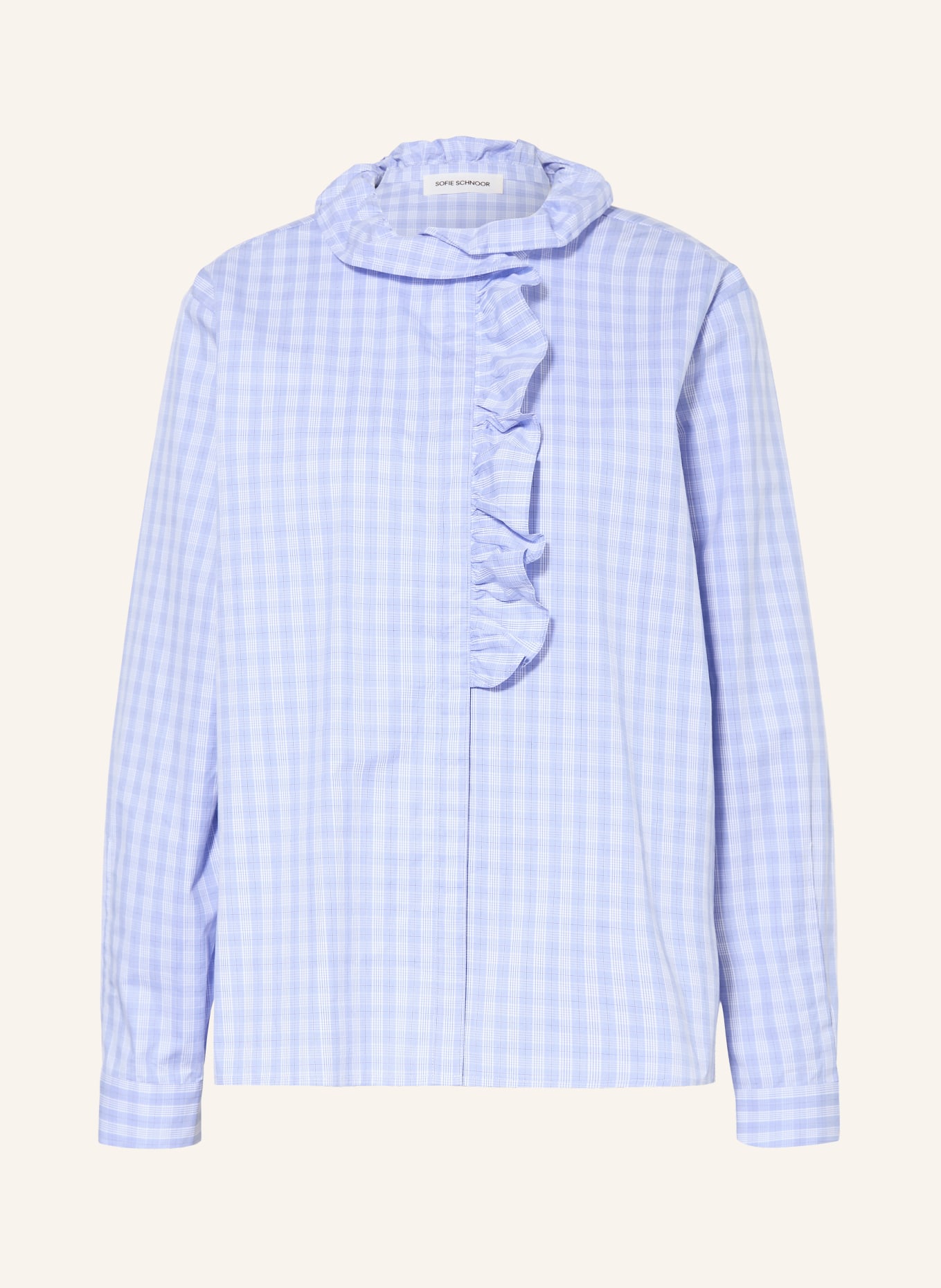 SOFIE SCHNOOR BELLE blouse with ruffles: LIGHT BLUE / WHITE