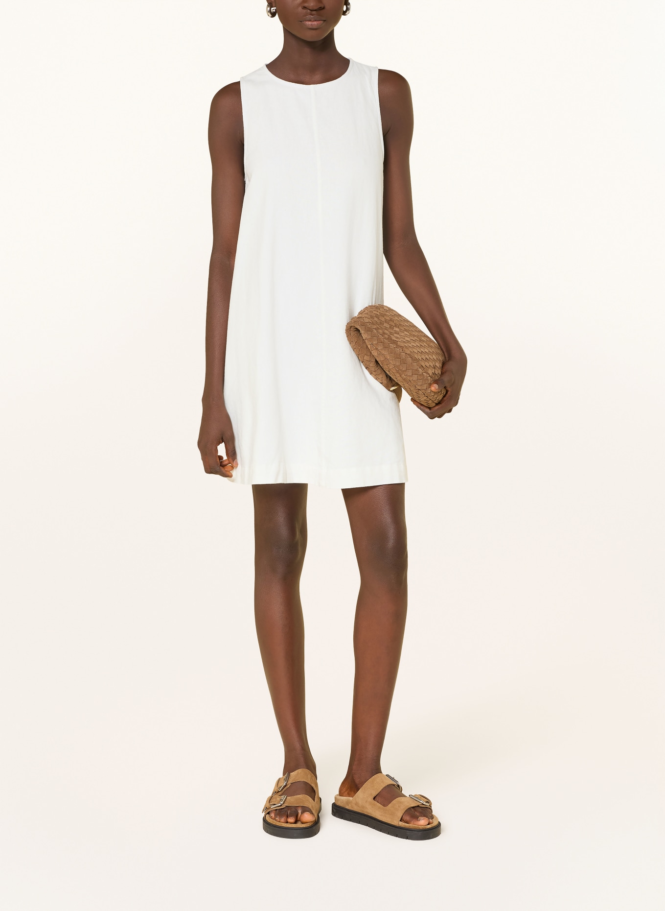 TOMMY JEANS Kleid mit Leinen: WEISS