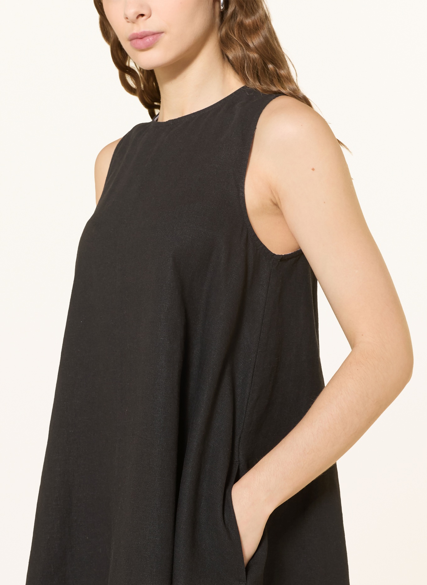 TOMMY JEANS Dress with linen: BLACK