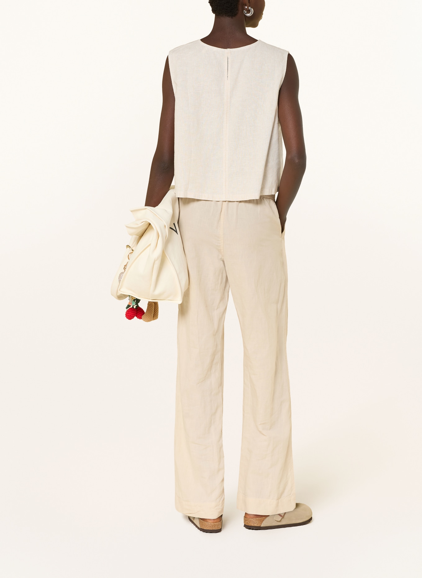 TOMMY JEANS Top mit Leinen: ECRU / CAMEL