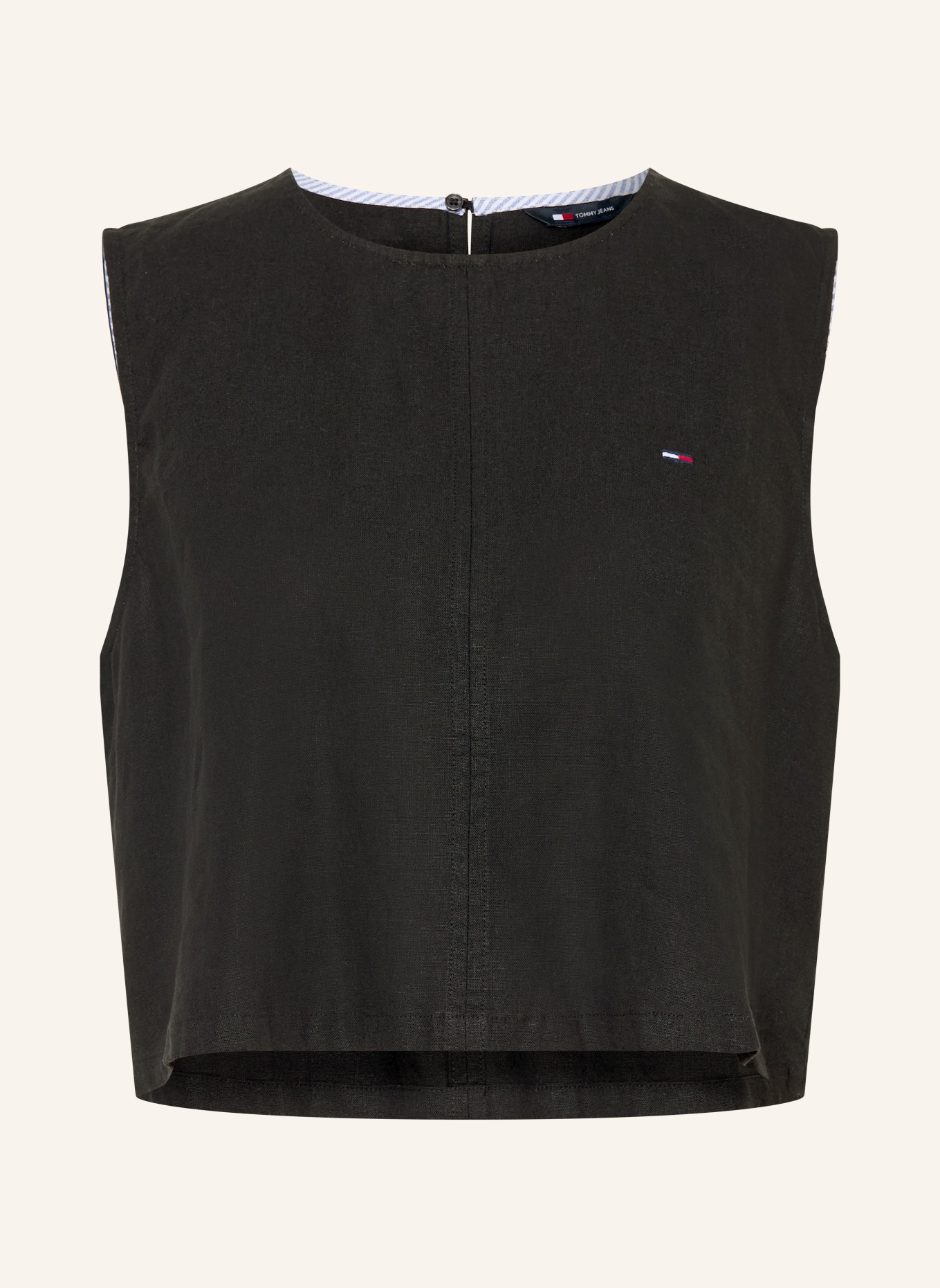 TOMMY JEANS Top mit Leinen: SCHWARZ