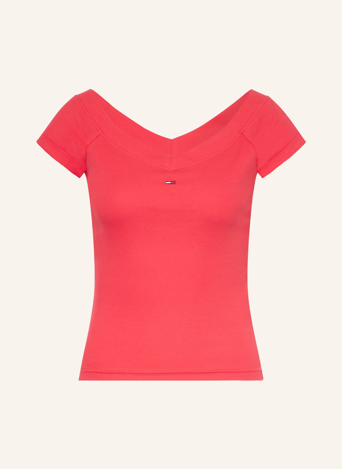 TOMMY JEANS Tričko s odhalenými rameny: ČERVENÁ