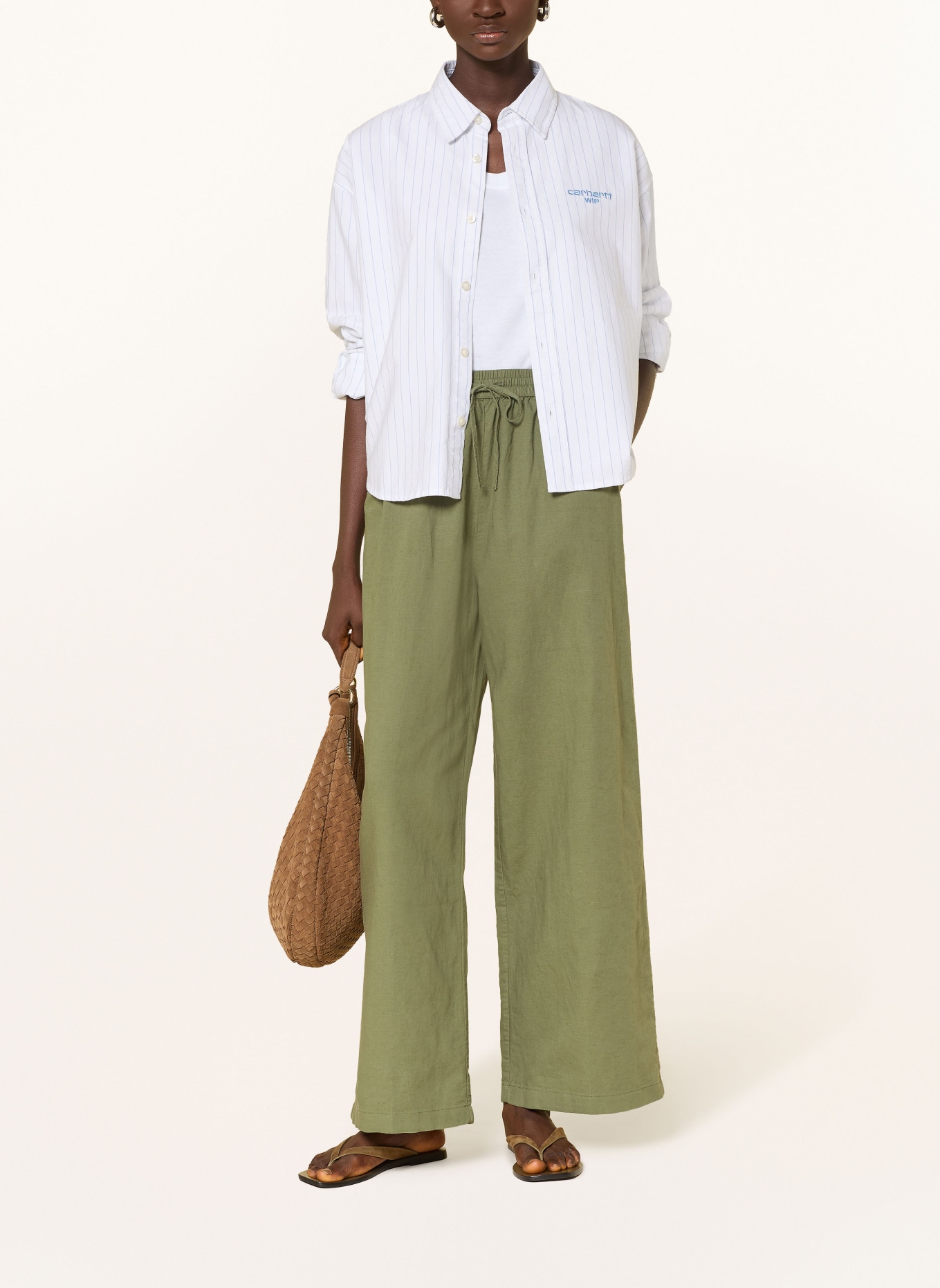 TOMMY JEANS Hose mit Leinen: OLIV