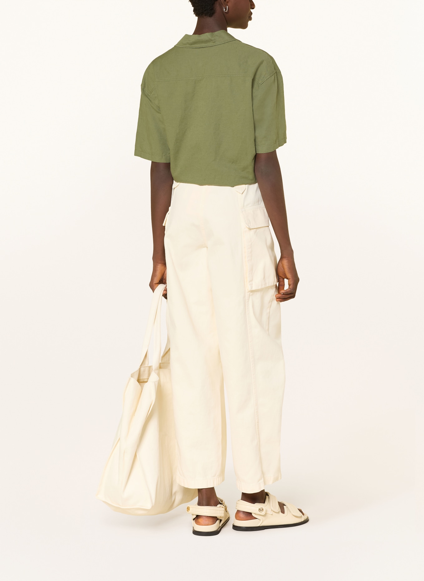 TOMMY JEANS Blouse en lin: OLIVE