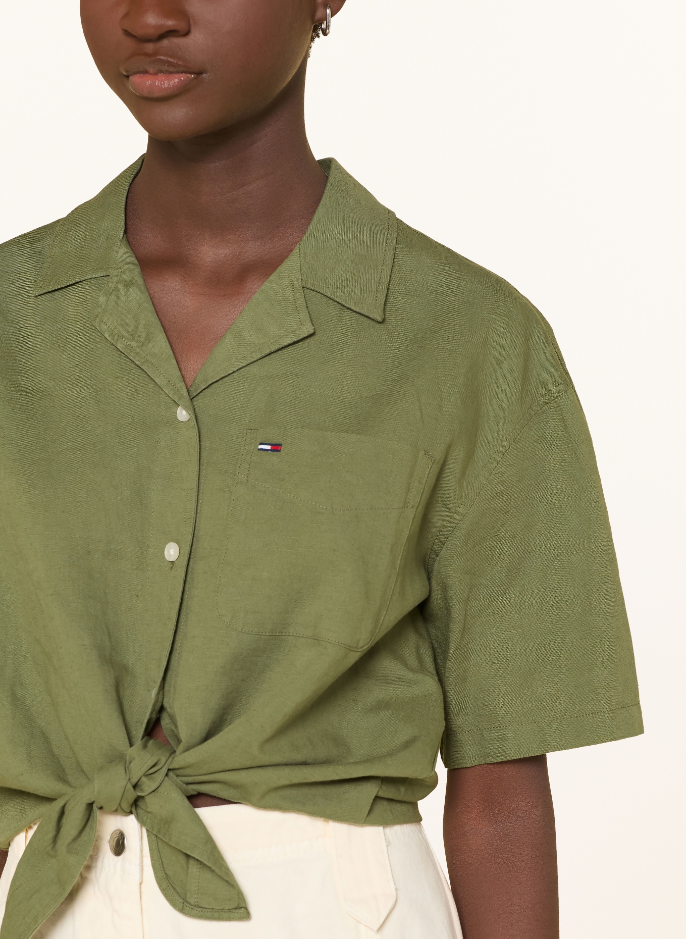 TOMMY JEANS Blouse en lin: OLIVE