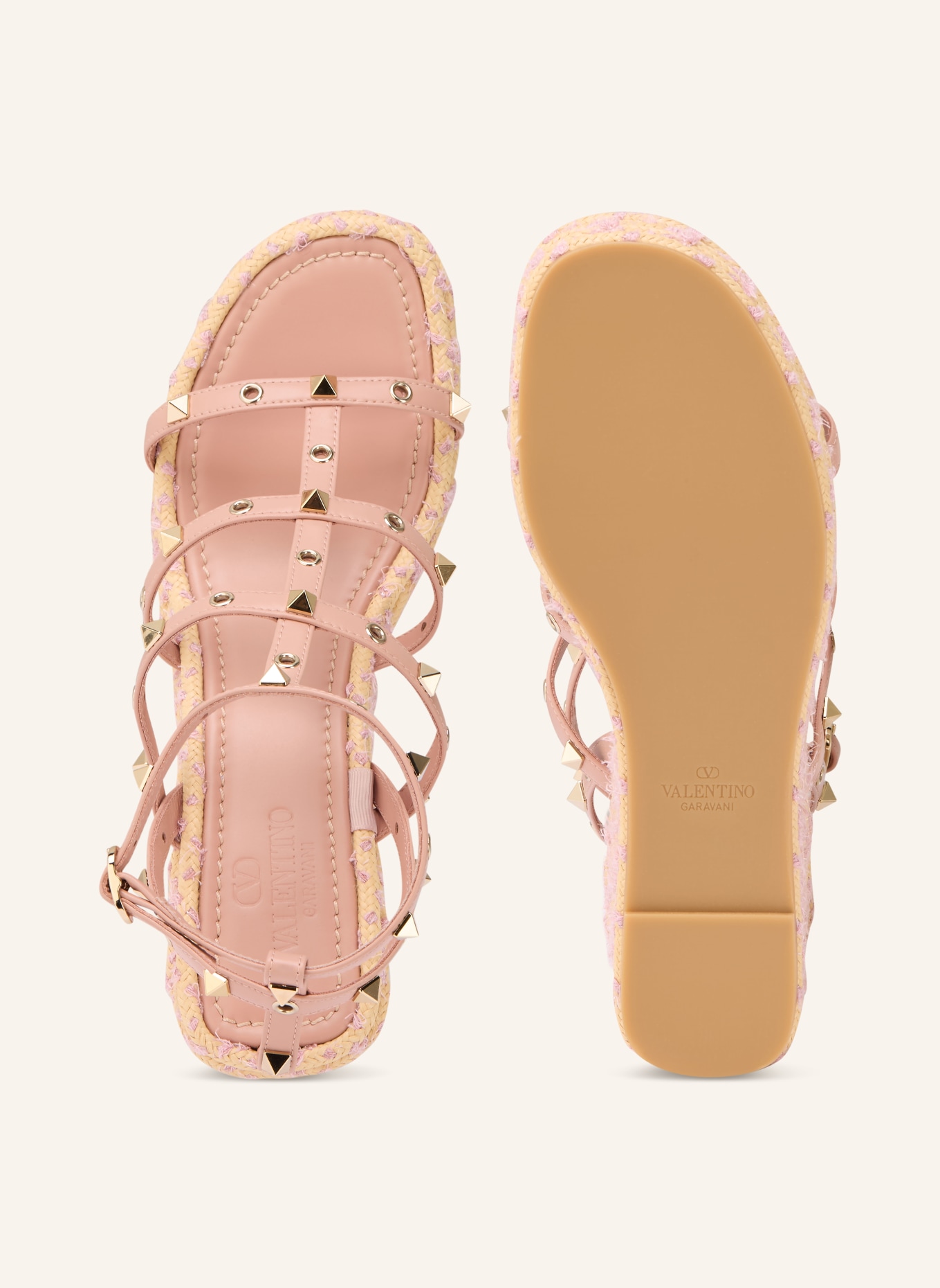 VALENTINO GARAVANI Wedges ROCKSTUD TORCHON mit Nieten: ROSÉ