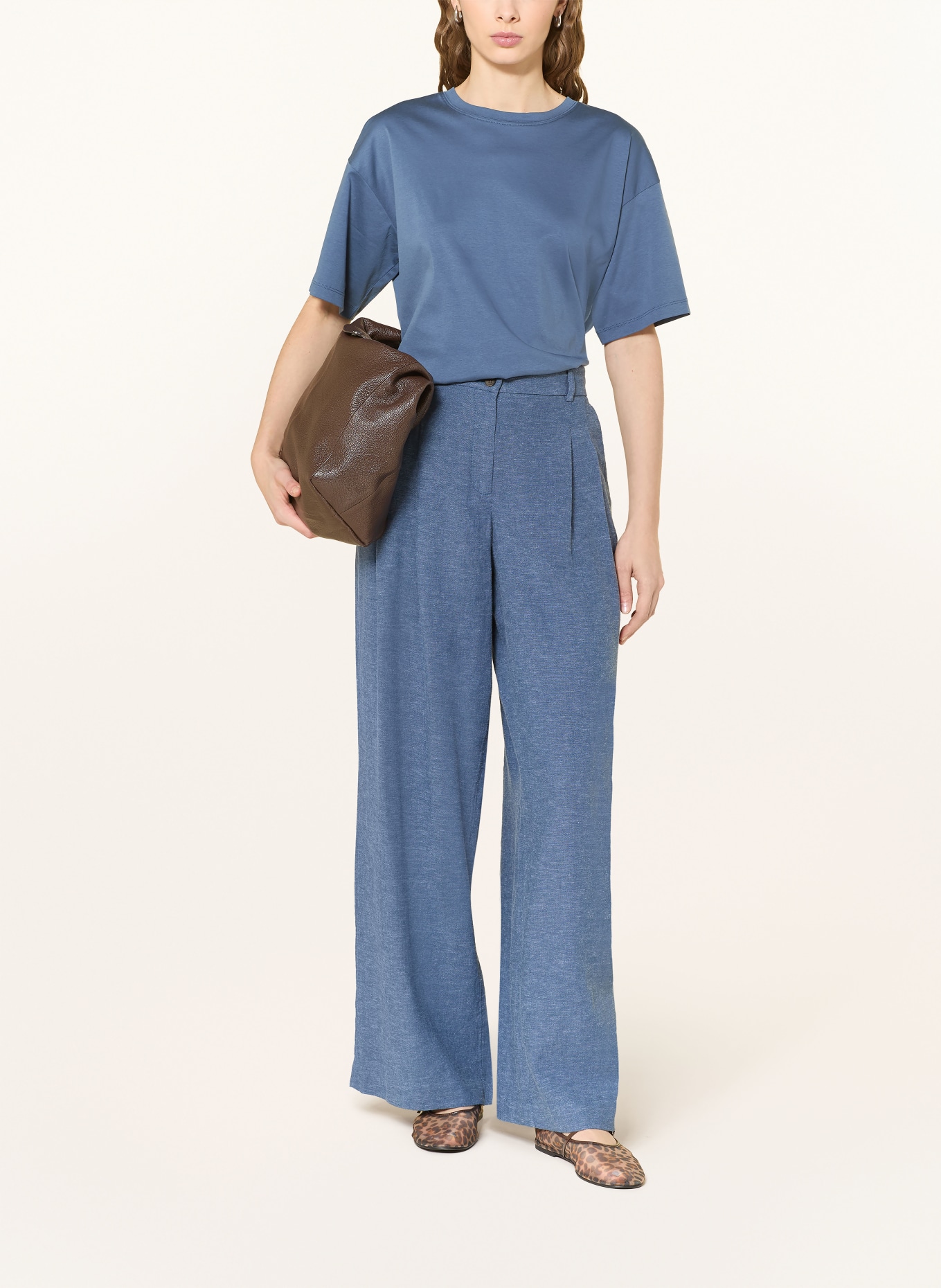 MSCH COPENHAGEN Marlenehose MSCHVIANA GINIA mit Leinen: BLAU