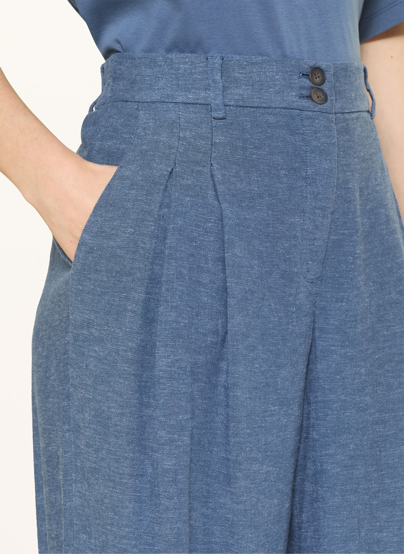 MSCH COPENHAGEN Marlenehose MSCHVIANA GINIA mit Leinen: BLAU