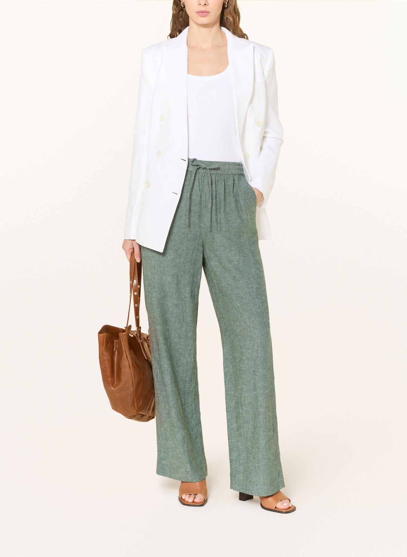 MSCH COPENHAGEN Marlenehose MSCHVIANA GINIA mit Leinen: GRÜN