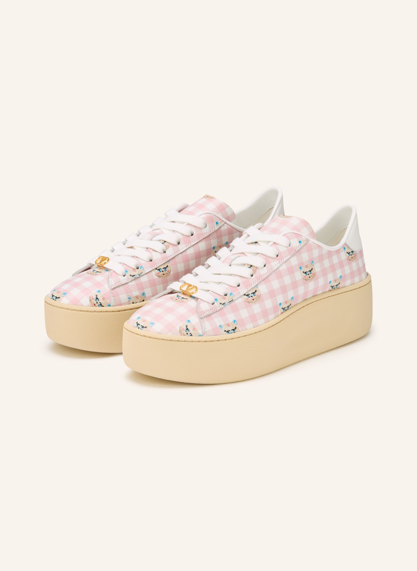 VALENTINO GARAVANI Sneaker ROYCO: ROSA / BEIGE / WEISS