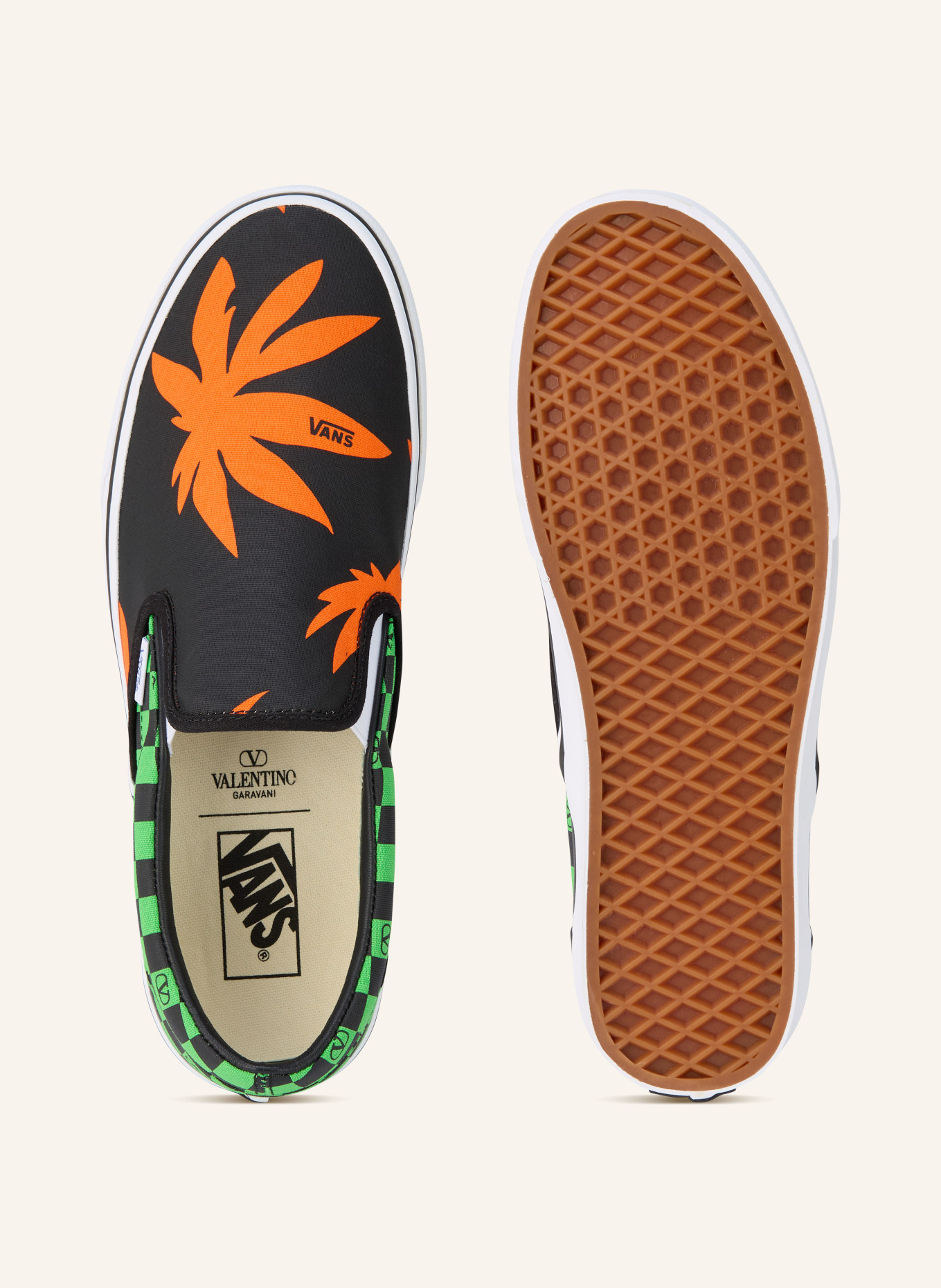 VALENTINO GARAVANI Slip-on-Sneaker VALENTINO GARAVANI X VANS: SCHWARZ / ORANGE / NEONGRÜN