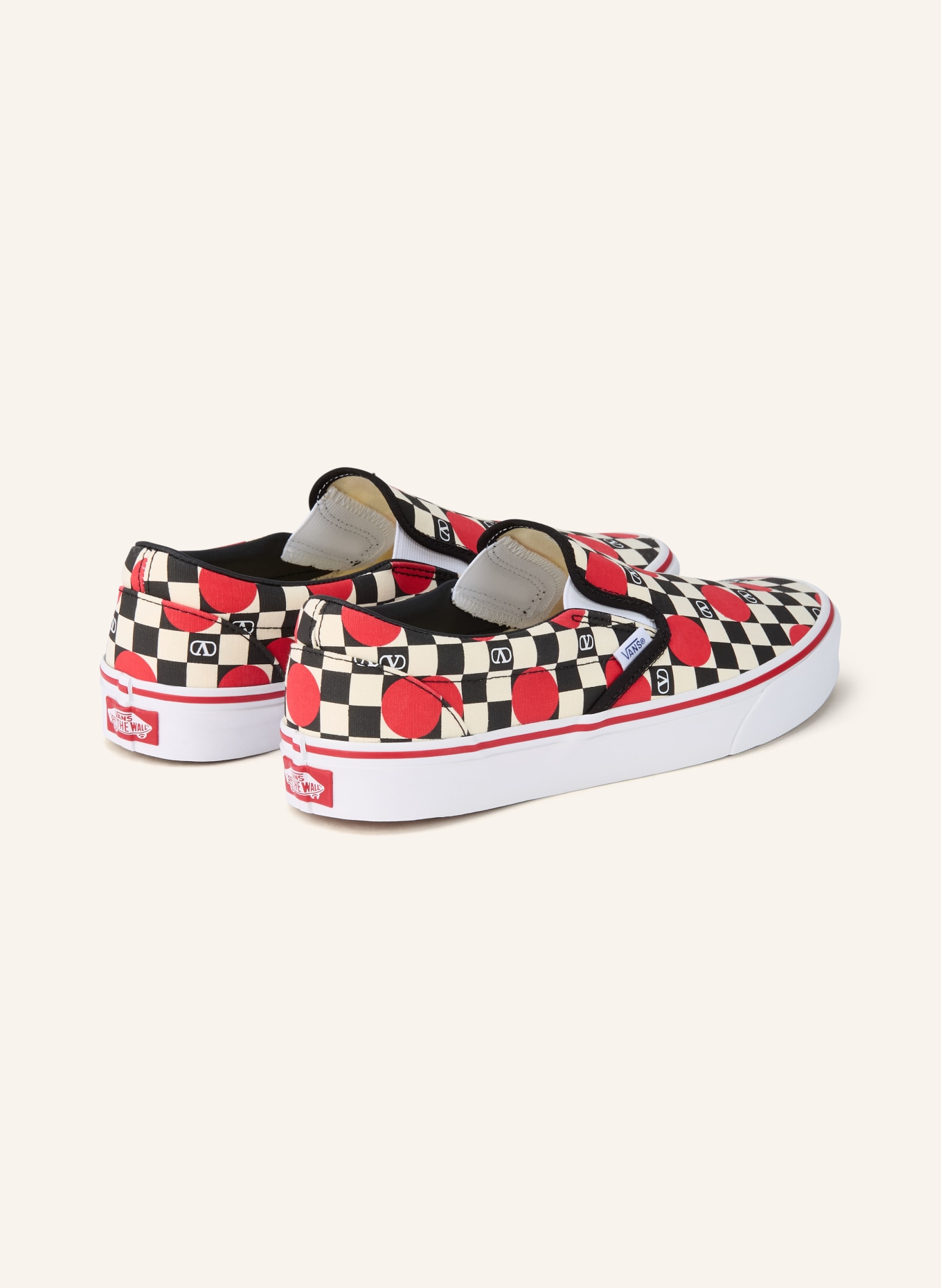 VALENTINO GARAVANI Slip-on-Sneaker: SCHWARZ / ECRU / ROT