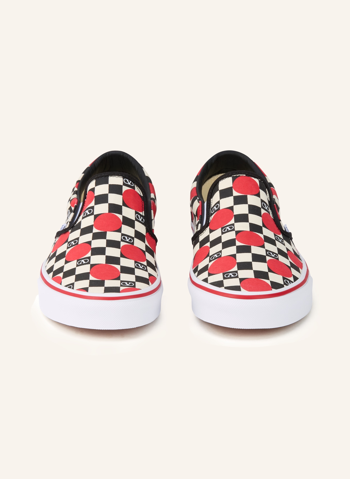 VALENTINO GARAVANI Slip-on-Sneaker: SCHWARZ / ECRU / ROT
