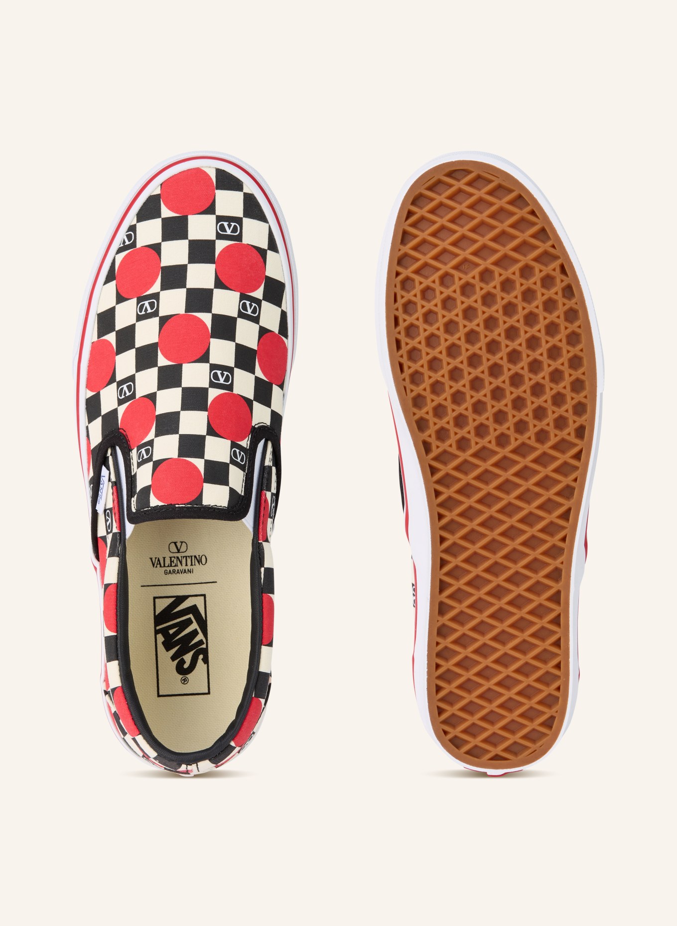 VALENTINO GARAVANI Slip-on-Sneaker: SCHWARZ / ECRU / ROT