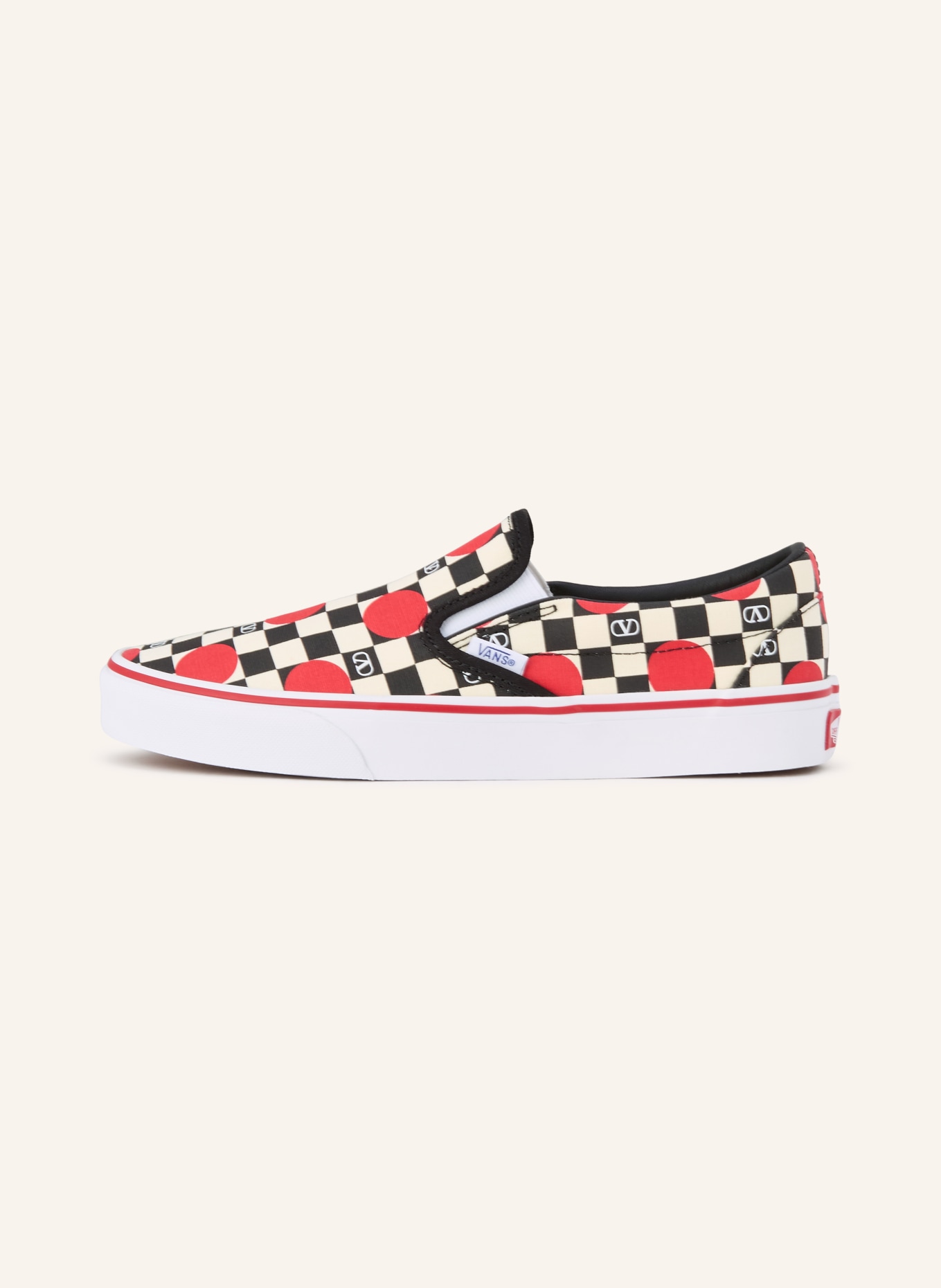 VALENTINO GARAVANI Slip-on-Sneaker: ECRU / ROT / SCHWARZ