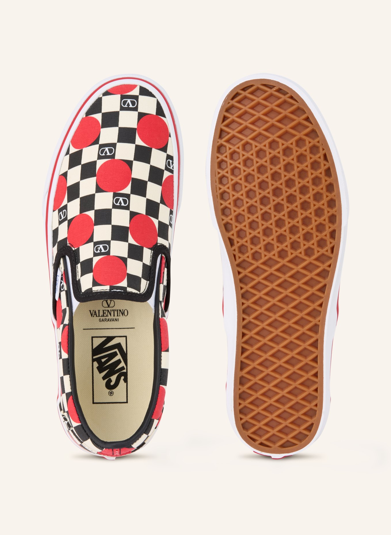 VALENTINO GARAVANI Slip-on-Sneaker: ECRU / ROT / SCHWARZ