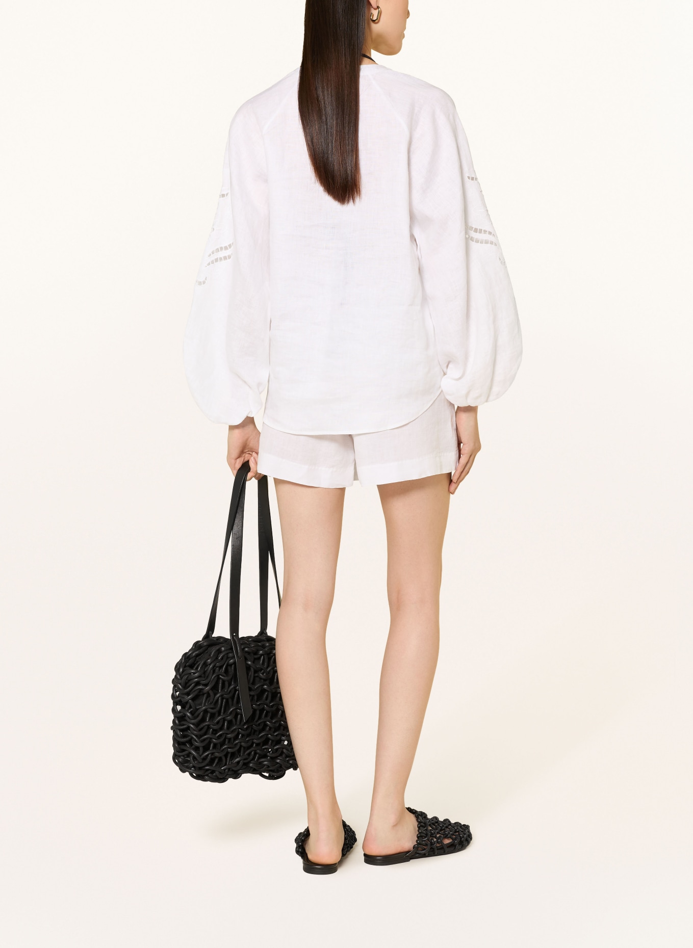 120%lino linen shorts: WHITE