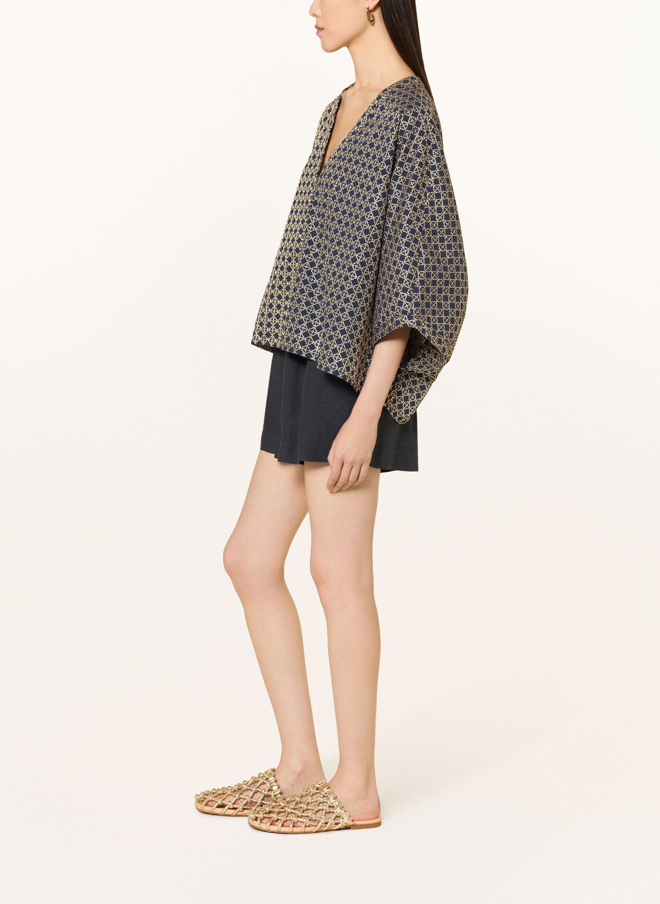 120%lino linen shorts: DARK BLUE