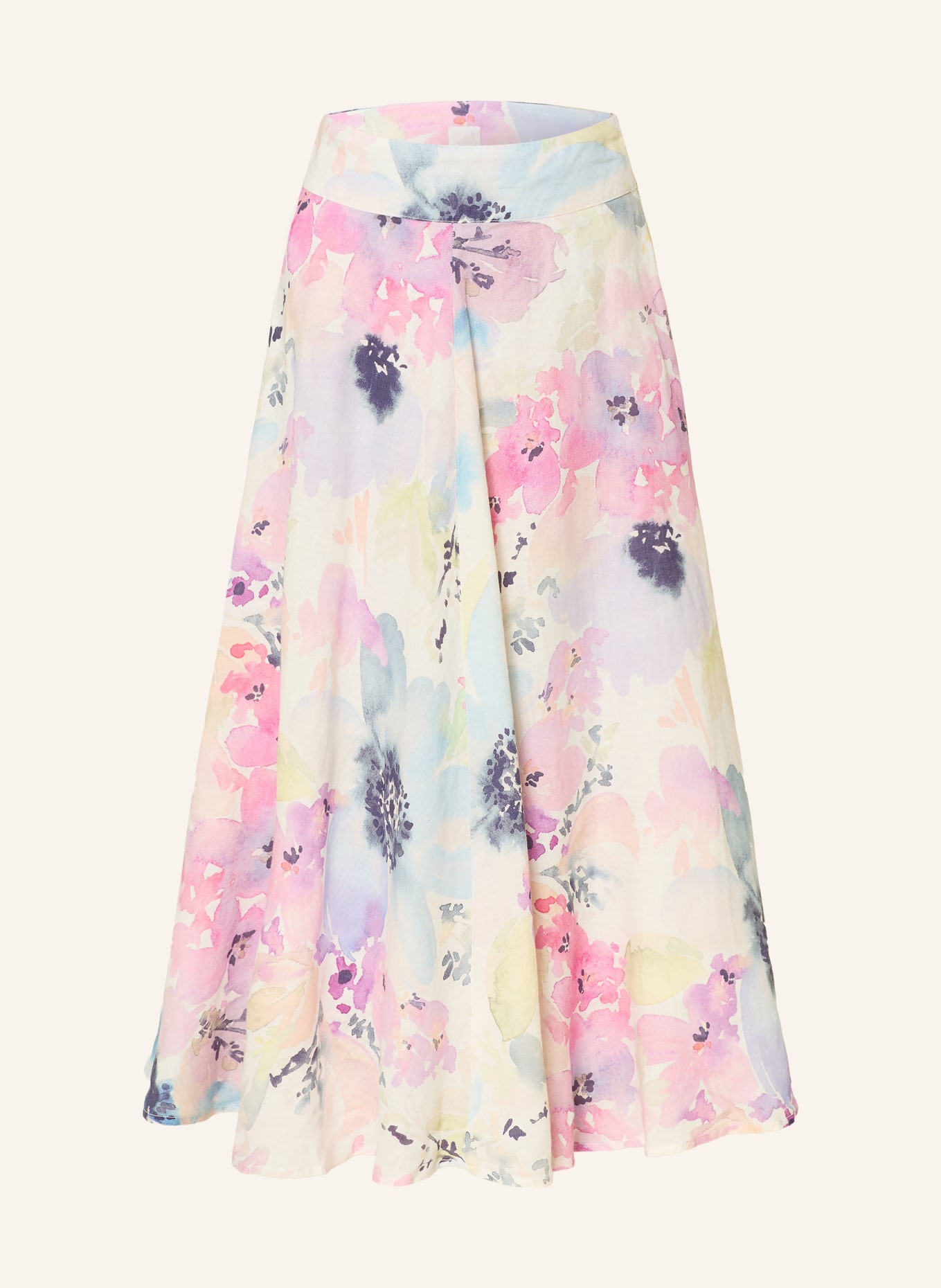 120%lino Leinenrock: LILA / CREME / BLAU