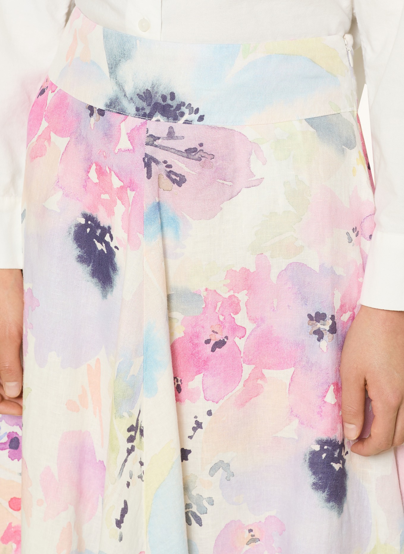 120%lino Leinenrock: LILA / CREME / BLAU