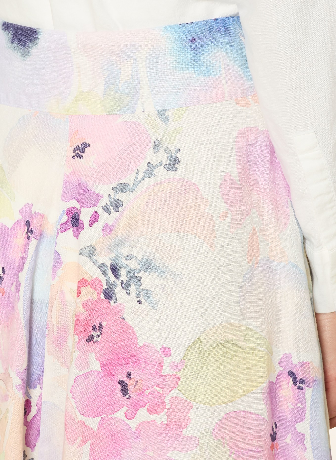 120%lino Leinenrock: LILA / CREME / BLAU