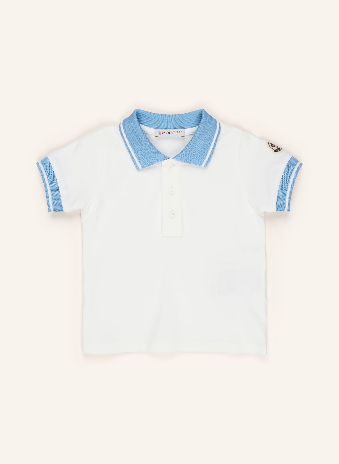 MONCLER enfant Koszulka polo z pikowanym wzorem: BIAŁY / JASNONIEBIESKI