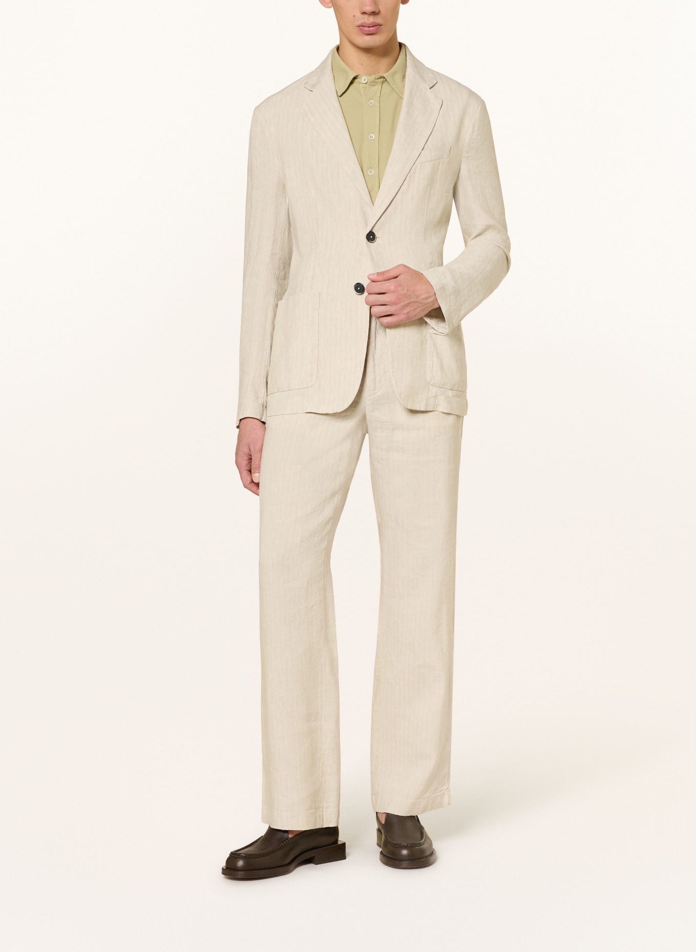 BARENA VENEZIA Anzugssakko GIACCA BORGO Slim Fit mit Leinen: CREME