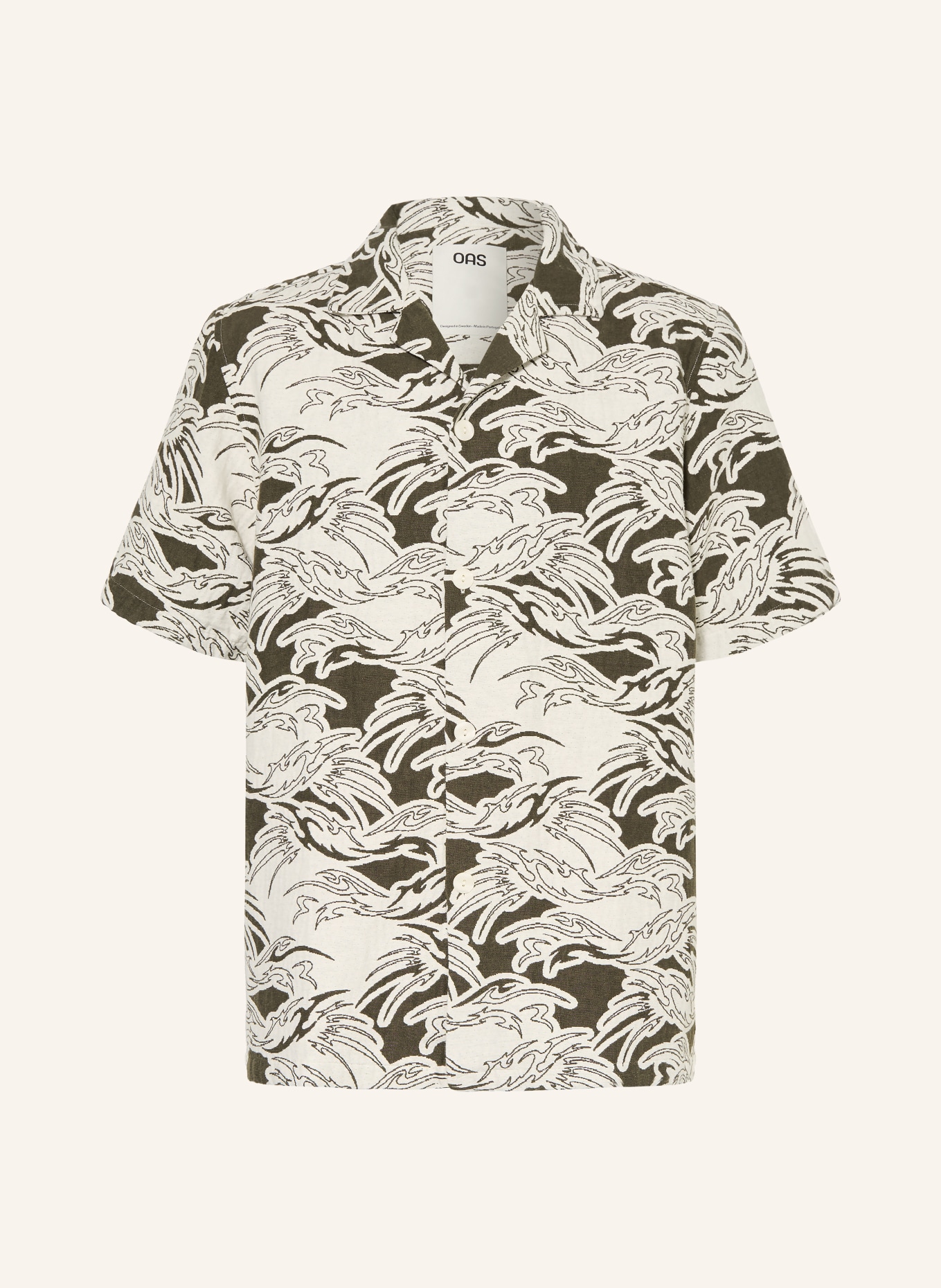 OAS Resortová košile ROUGE CUBA Comfort Fit: KRÉMOVÁ / OLIVOVÁ