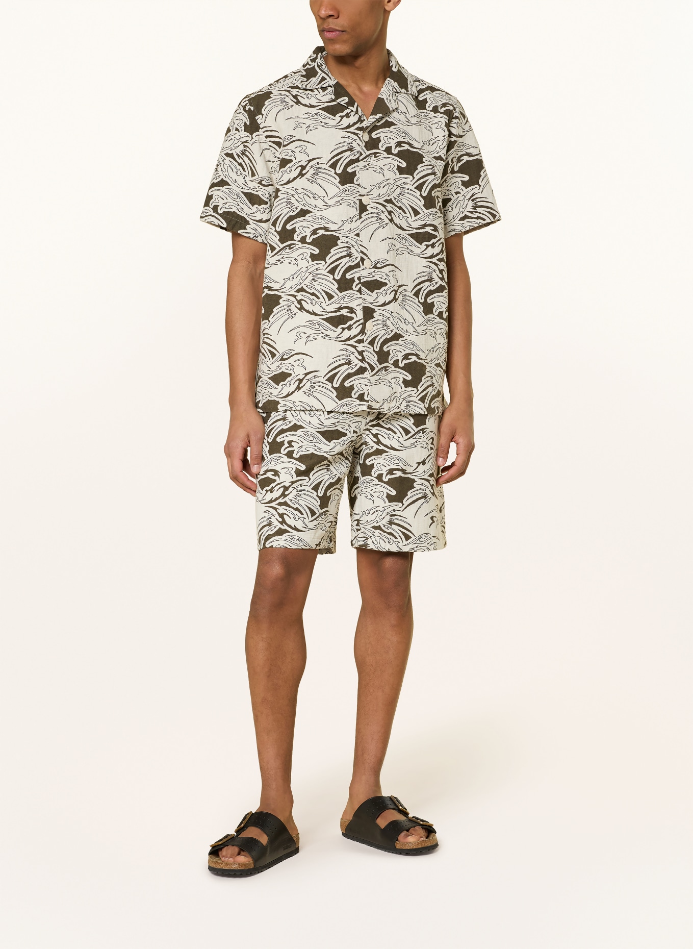 OAS Resortová košile ROUGE CUBA Comfort Fit: KRÉMOVÁ / OLIVOVÁ