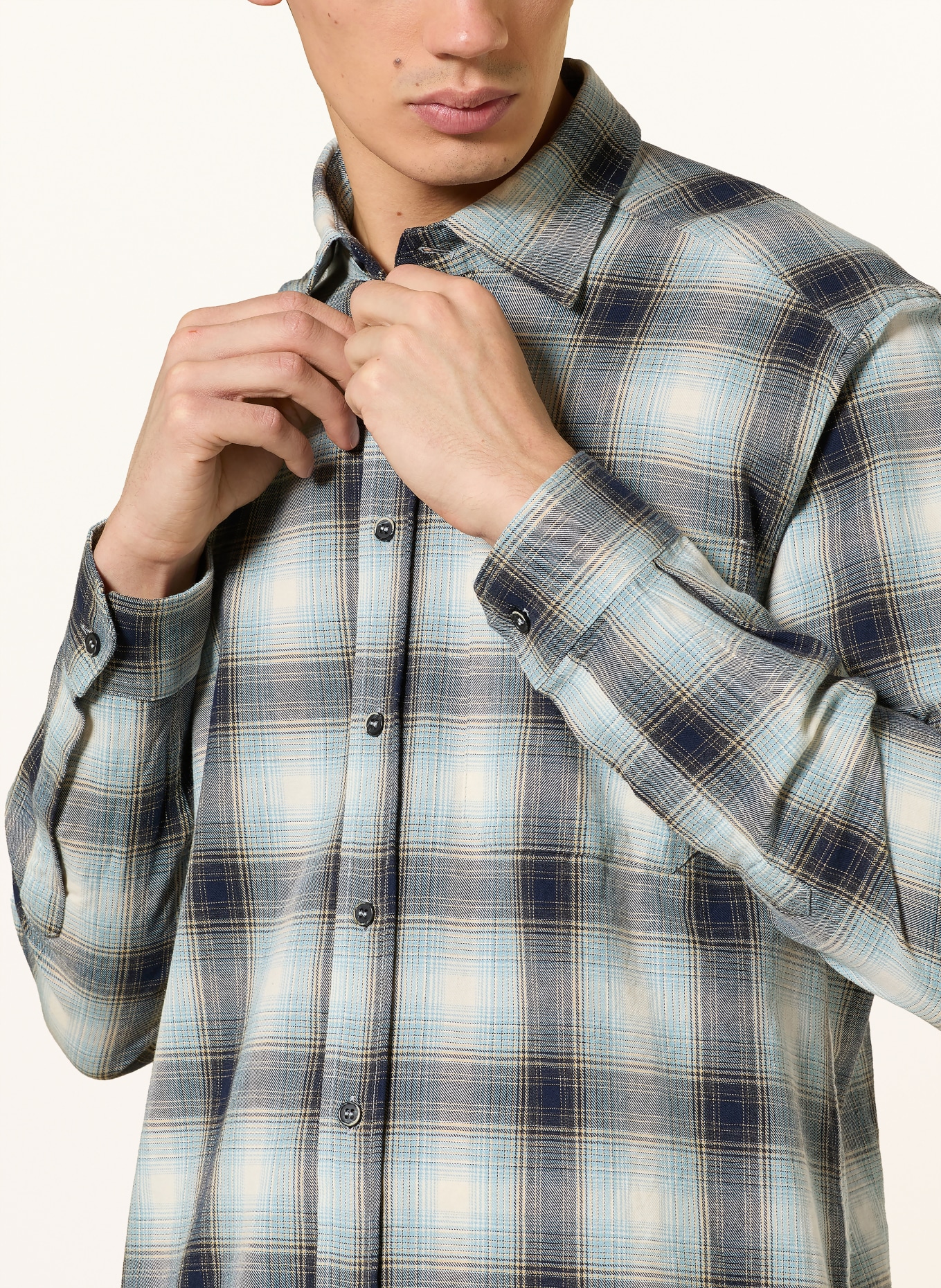 BARENA VENEZIA Hemd FAZIOL Regular Fit: BLAUGRAU / CREME / DUNKELBLAU