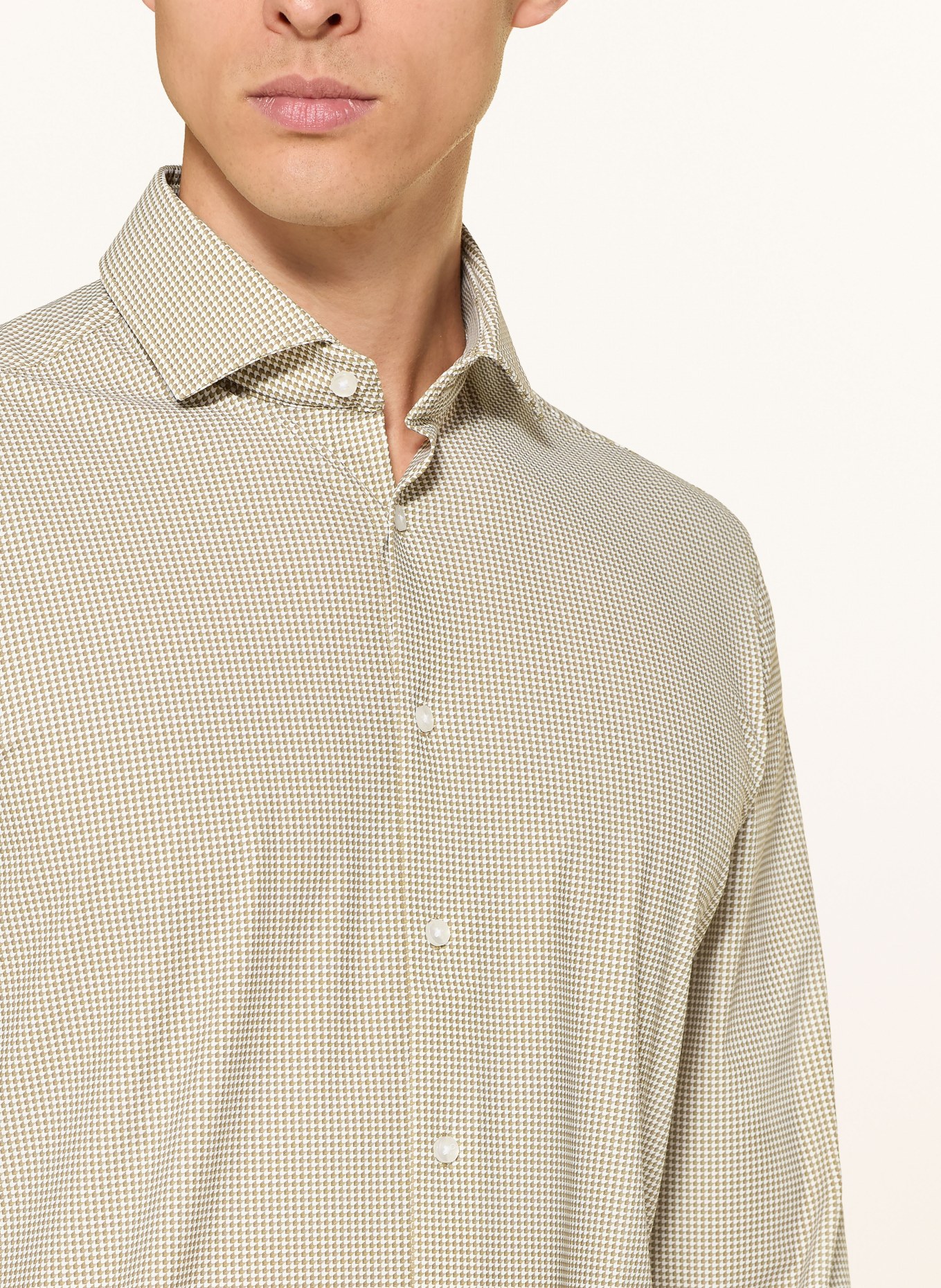 seidensticker Slim fit shirt: OLIVE / WHITE