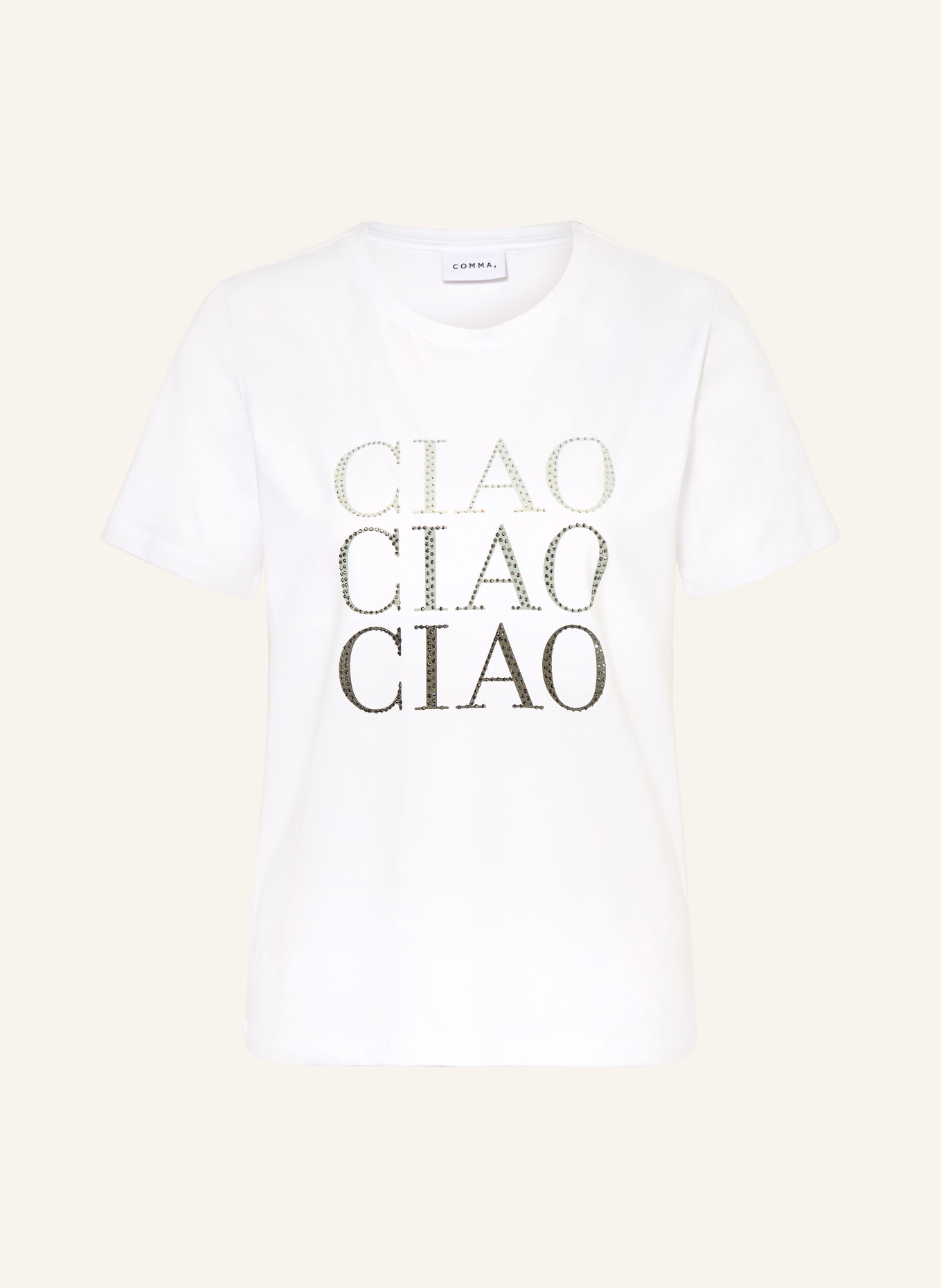 comma Tričko s ozdobnými kameny: BÍLÁ / STŘÍBRNÁ