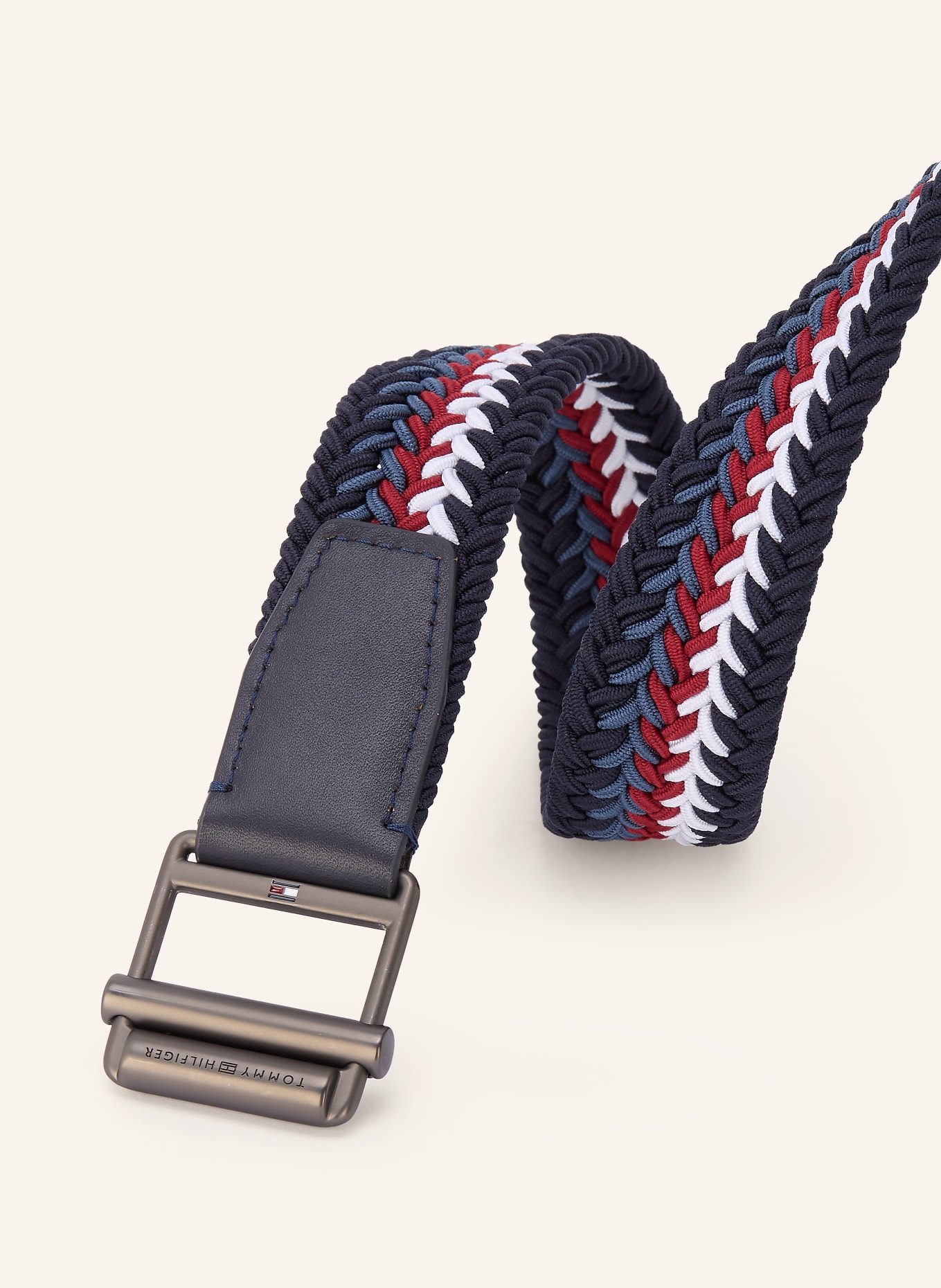 TOMMY HILFIGER Flechtgürtel: DUNKELBRAUN / CAMEL / HELLGRAU