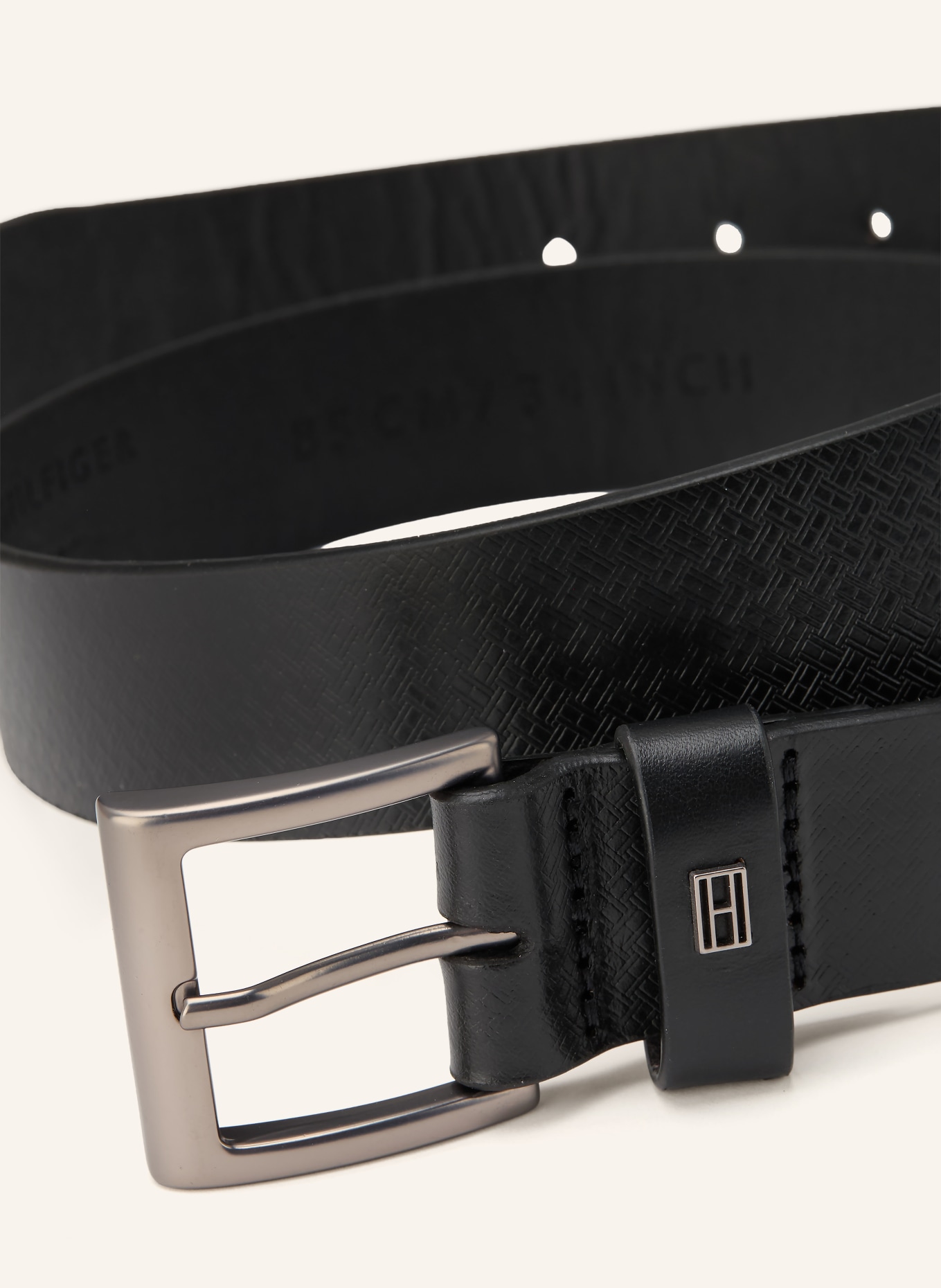 TOMMY HILFIGER pas: CZARNY / SREBRNY