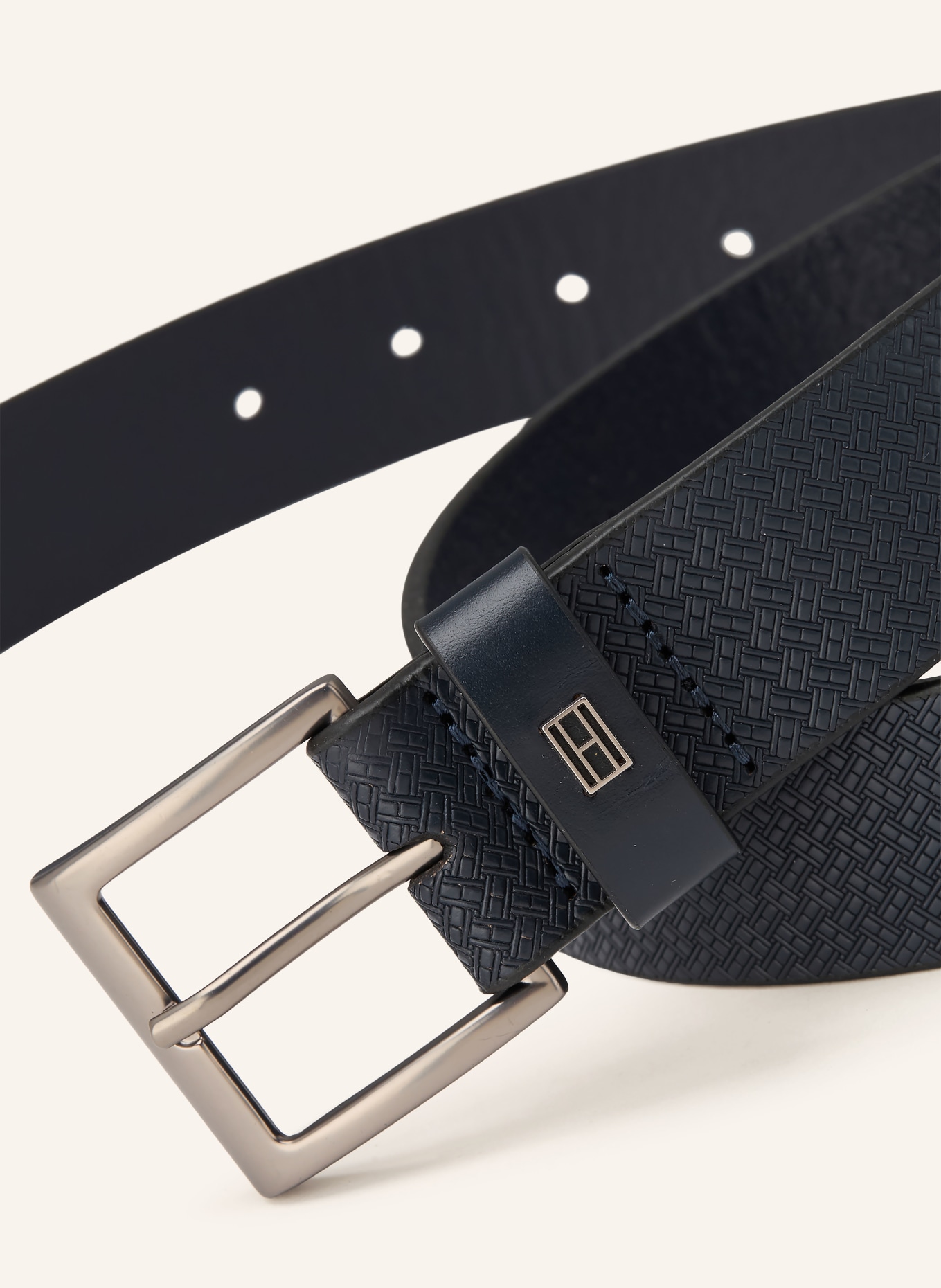 TOMMY HILFIGER pas: GRANATOWY / SREBRNY