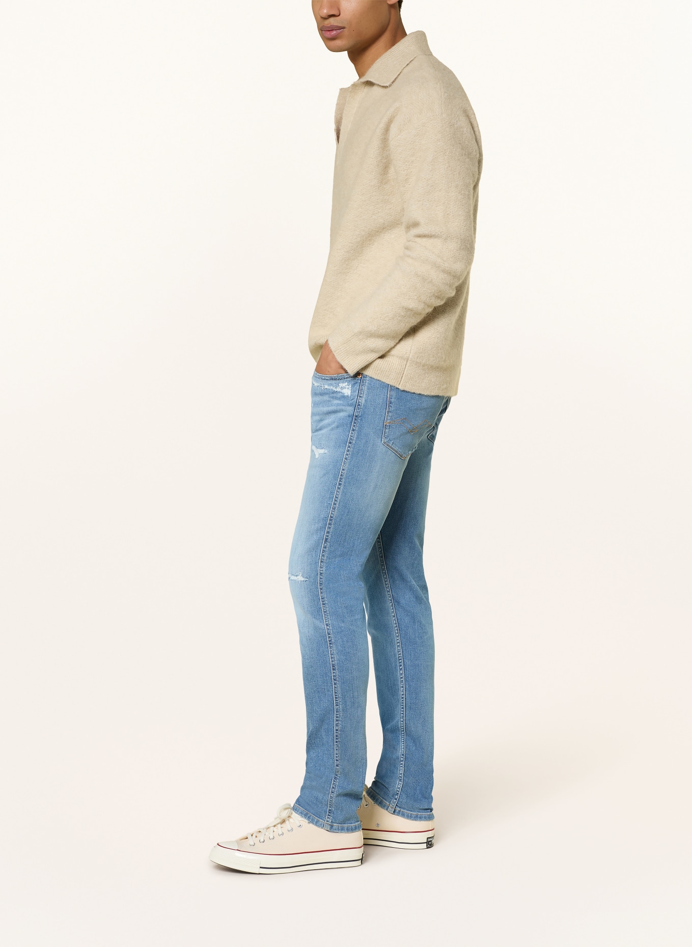 REPLAY Destroyed Jeans ANBASS Slim Fit: 009 MEDIUM BLUE