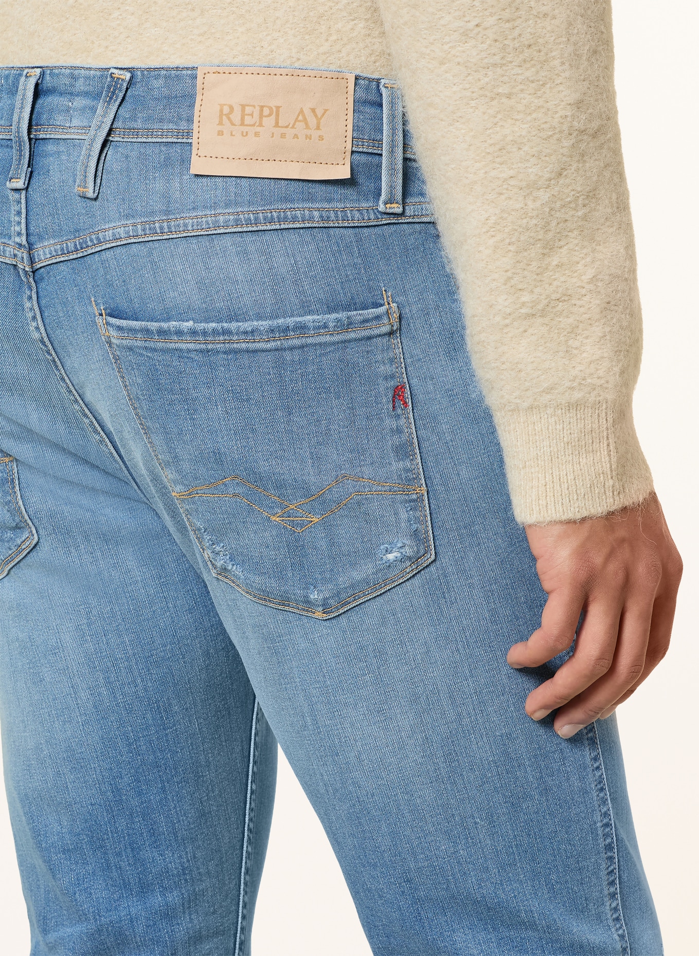 REPLAY Destroyed Jeans ANBASS Slim Fit: 009 MEDIUM BLUE